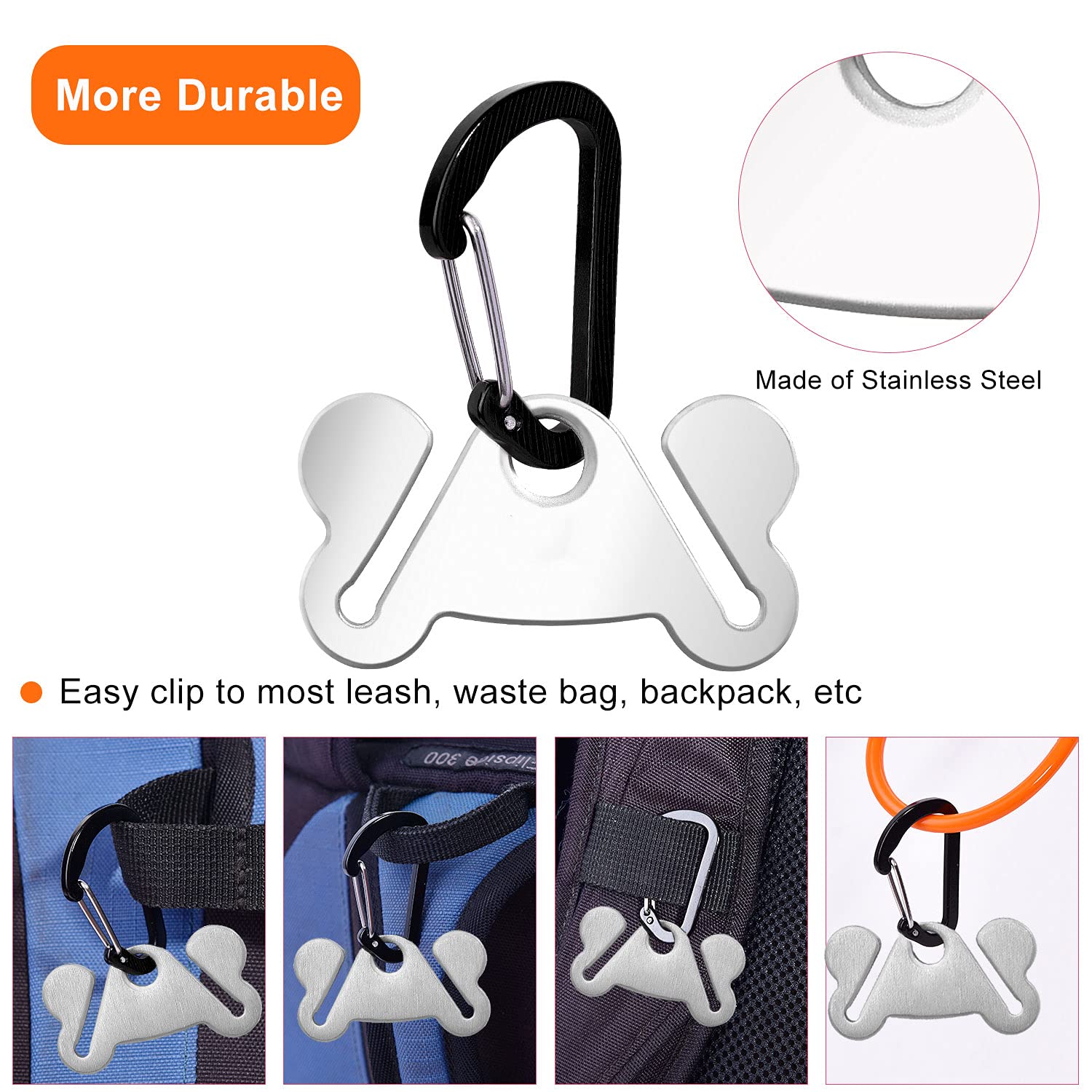 4PCS Dog Poop Bag Holder - Leak-Proof Metal Waste Bag Carrier with Hands-Free Clip for Walking Pets | Perfect for Dog Walking, Hiking, and Outdoor Adventures