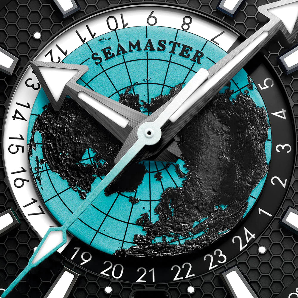 Omega Seamaster Planet Ocean 600M Black Ceramic 45.5mm Men's Dive Watch with Black & Turquoise Dial on Rubber Strap - Professional Scuba Diving, Luxury Water Sports & Formal Occasions
