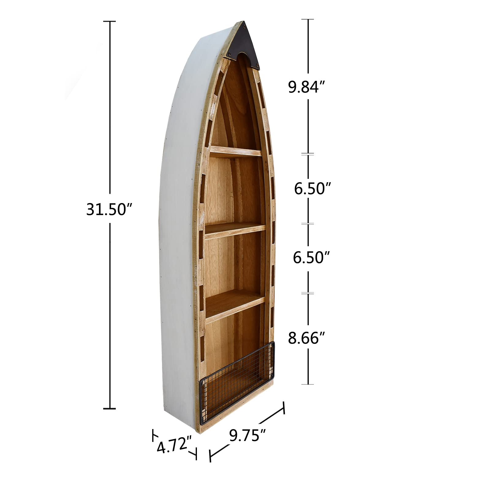 Wooden Boat Shelf Wall Decor - 3-Tier Nautical Display Shelf for Beach & Coastal Home Decor, 31.5 Inch - Perfect for Living Room, Bathroom or Bedroom Wall Organization