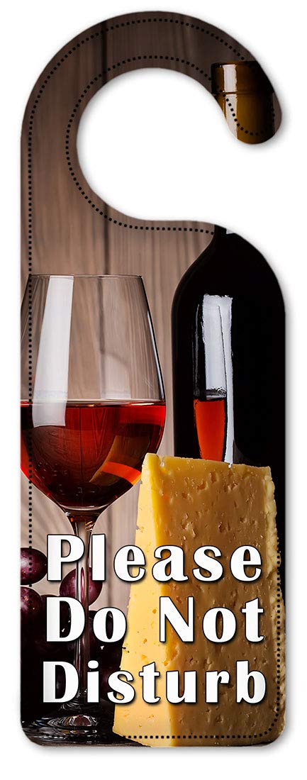 Do Not Disturb Door Hanger Sign - Red Wine & Cheese Art Plate - Perfect for Hotels, Bedrooms & Privacy Moments