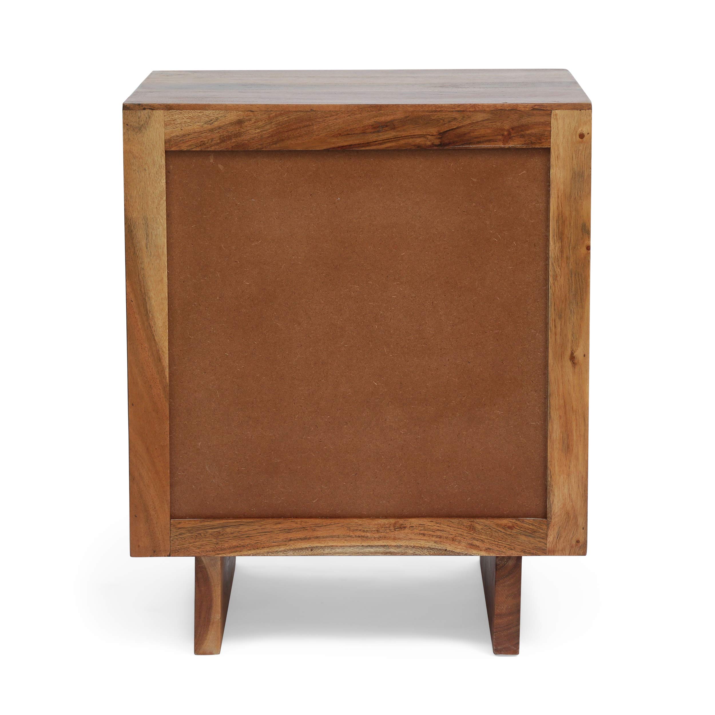 Christopher Knight Home Terrell Handcrafted Boho Acacia Wood 3-Drawer Nightstand - Dark Natural Finish for Bedroom, Living Room & Guest Room Decor