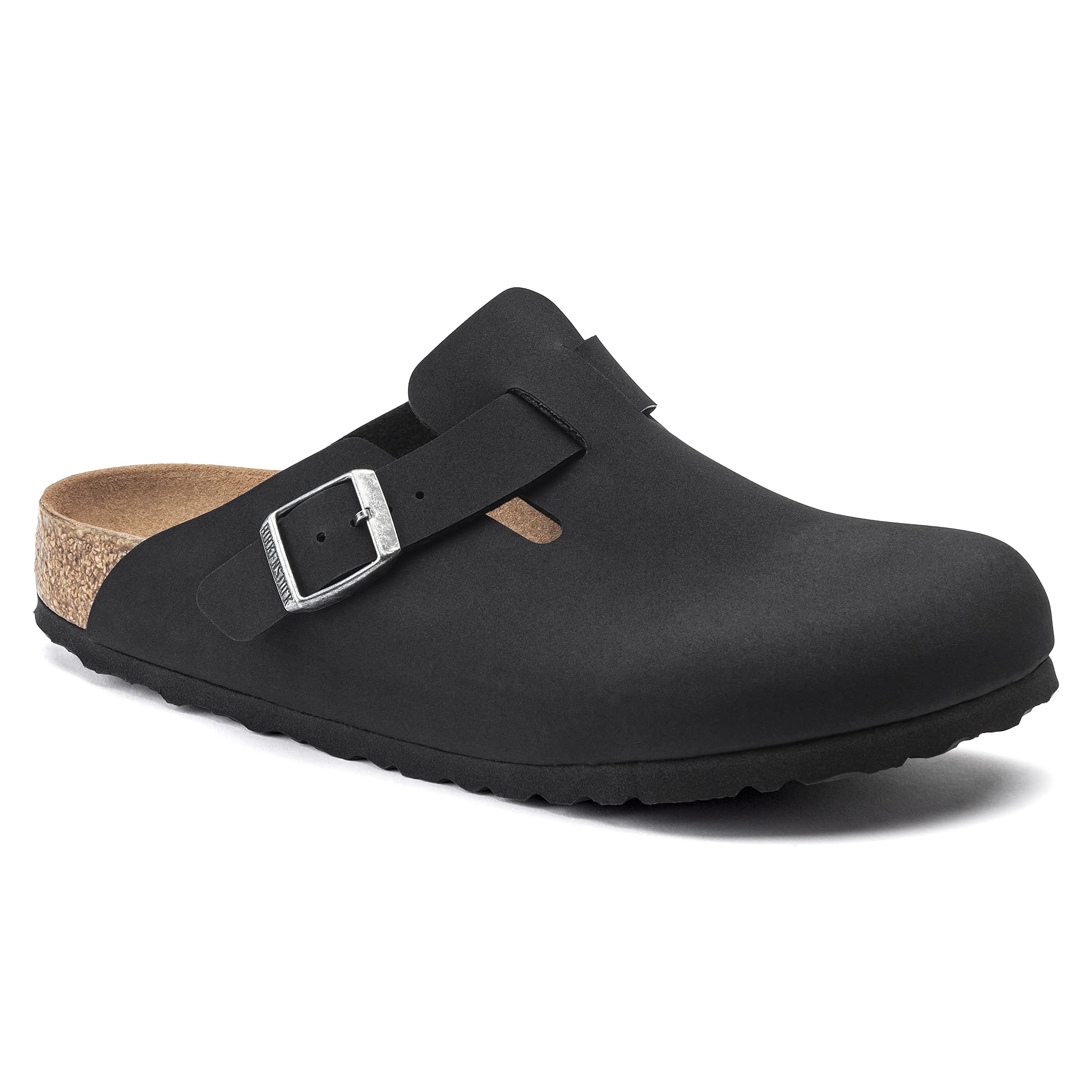 Birkenstock Boston Vegan Big Buckle Clogs for Women - Black (EU 36) | Comfortable Slip-On Shoes for Home, Office & Casual Wear
