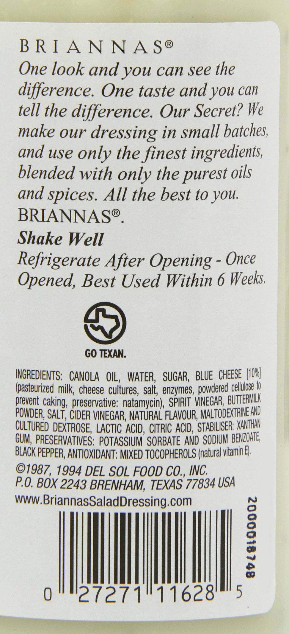 Brianna's Blue Cheese Salad Dressing - Rich & Creamy Flavor for Salads, Wings & Dips | Perfect for Gourmet Meals & Entertaining