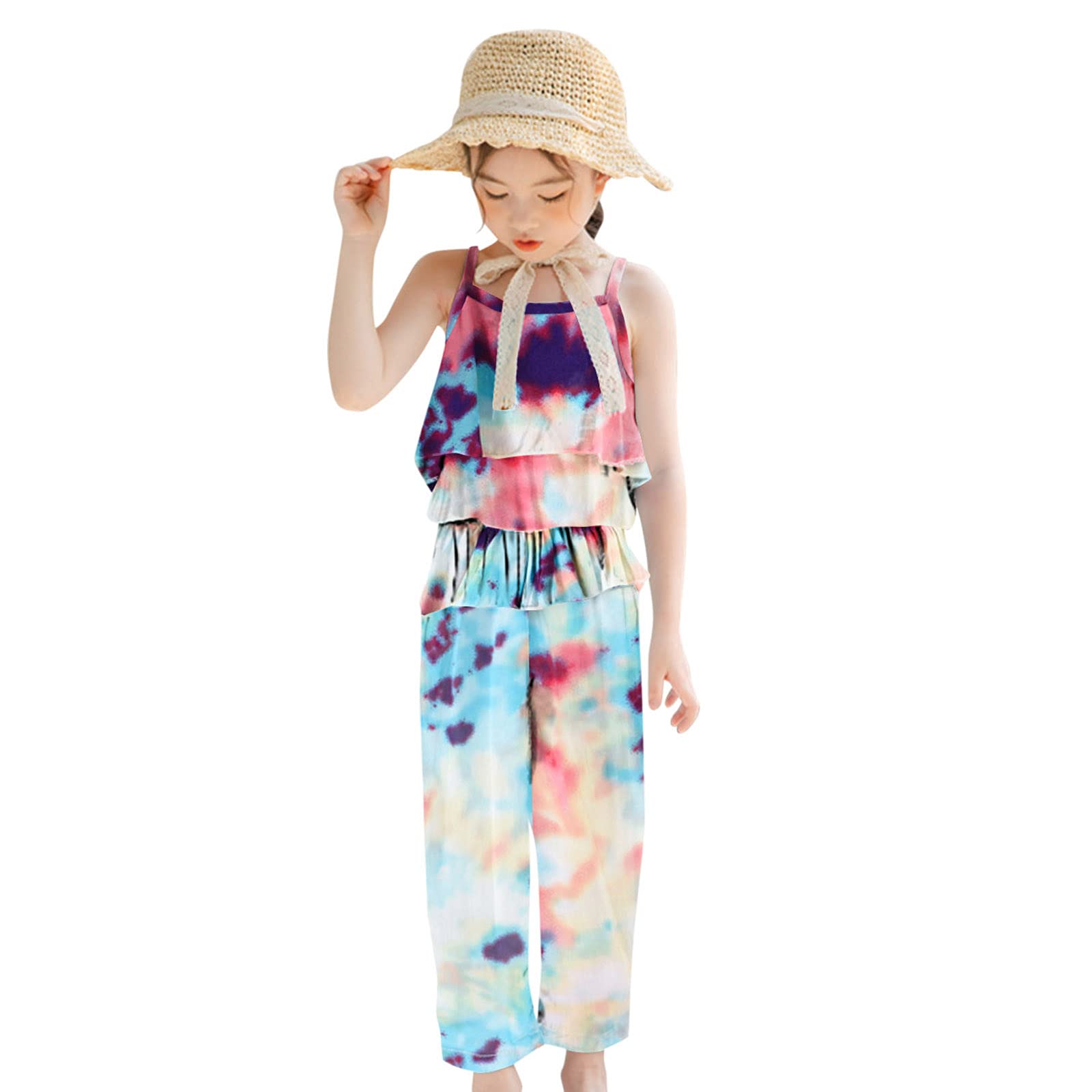 Floral Ruffle Jumpsuit for Baby Girls - Toddler Suspender Pants with Adjustable Straps - Cute Outfit for Playdates, Parties & Photo Shoots