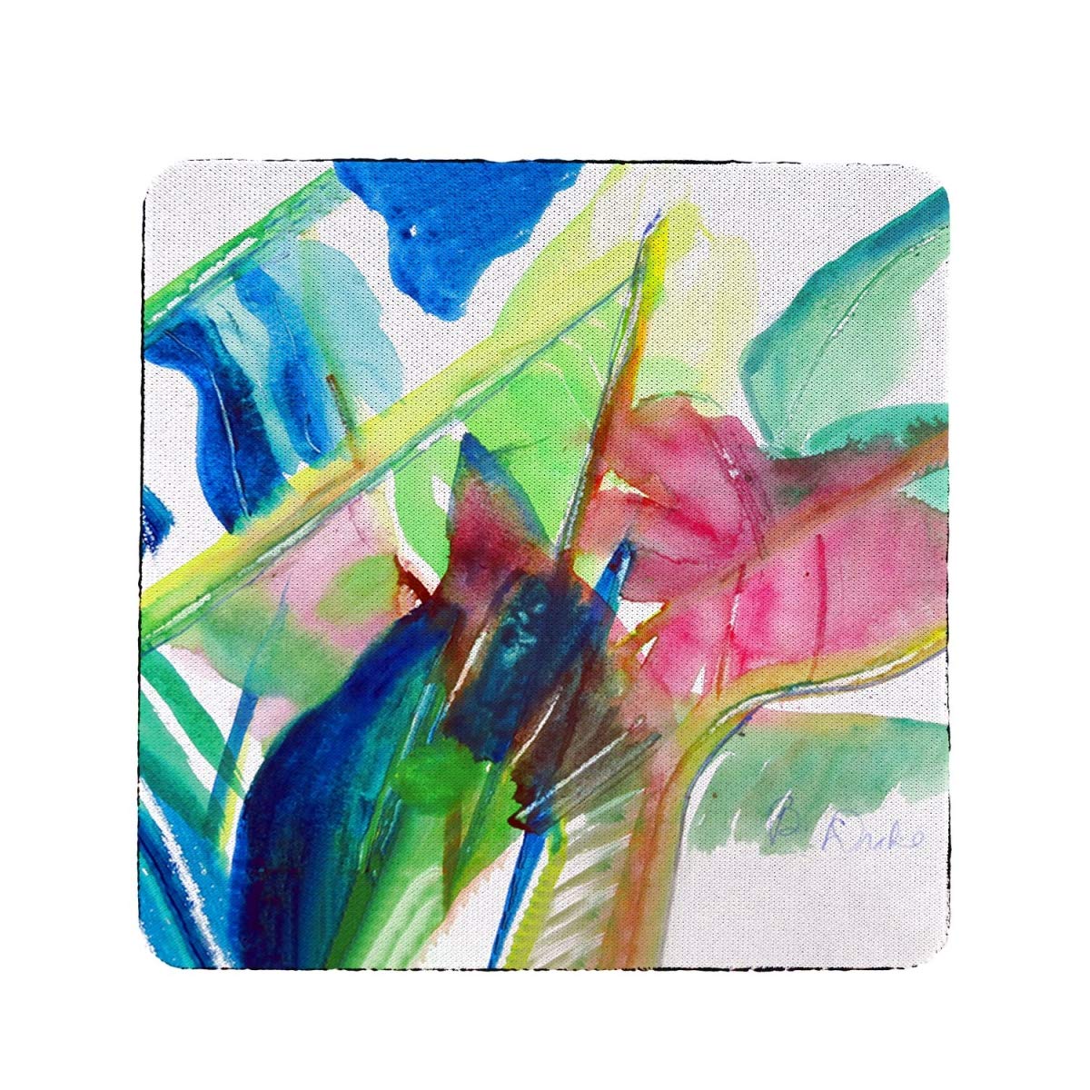 Pink Palms Coaster Set of 4 - Absorbent Ceramic Drink Coasters for Coffee, Wine & Cocktails - Tropical Beach Themed Home Bar Accessories for Summer Parties & Outdoor Entertaining