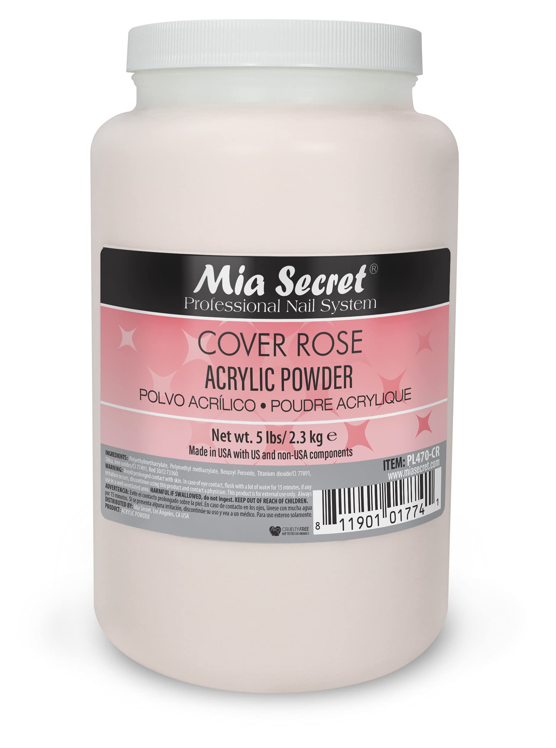 Mia Secret Professional Acrylic Powder for Nails - 5 Lbs (Cover Rose) | Long-Lasting Nail Enhancement for Salon & Home Manicures | Perfect for Acrylic Nail Extensions, Overlays & Nail Art Designs