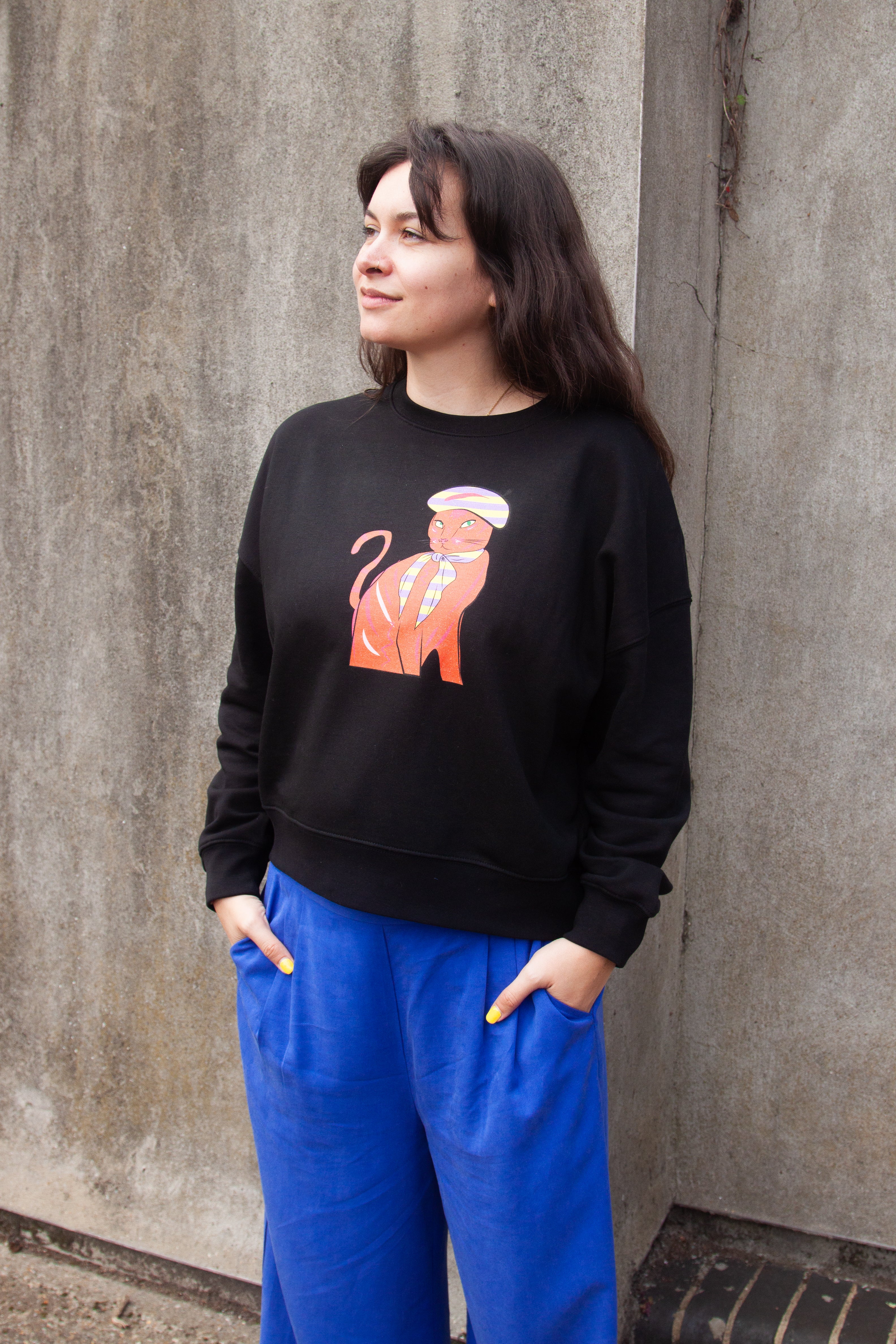 Miss Pompom Sassy Cat Sweatshirt - Cute & Trendy Women's Pullover for Casual Wear, Cat Lovers, and Cozy Outfits - Perfect for Fall Fashion, Lounge Wear, and Weekend Outings