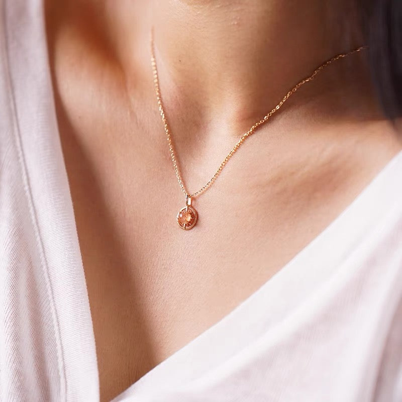 Natural Orange Sunstone Pendant Necklace - Healing Crystal Jewelry for Women | Spiritual Energy, Chakra Balancing & Positive Vibes | Perfect for Meditation, Yoga, and Everyday Wear