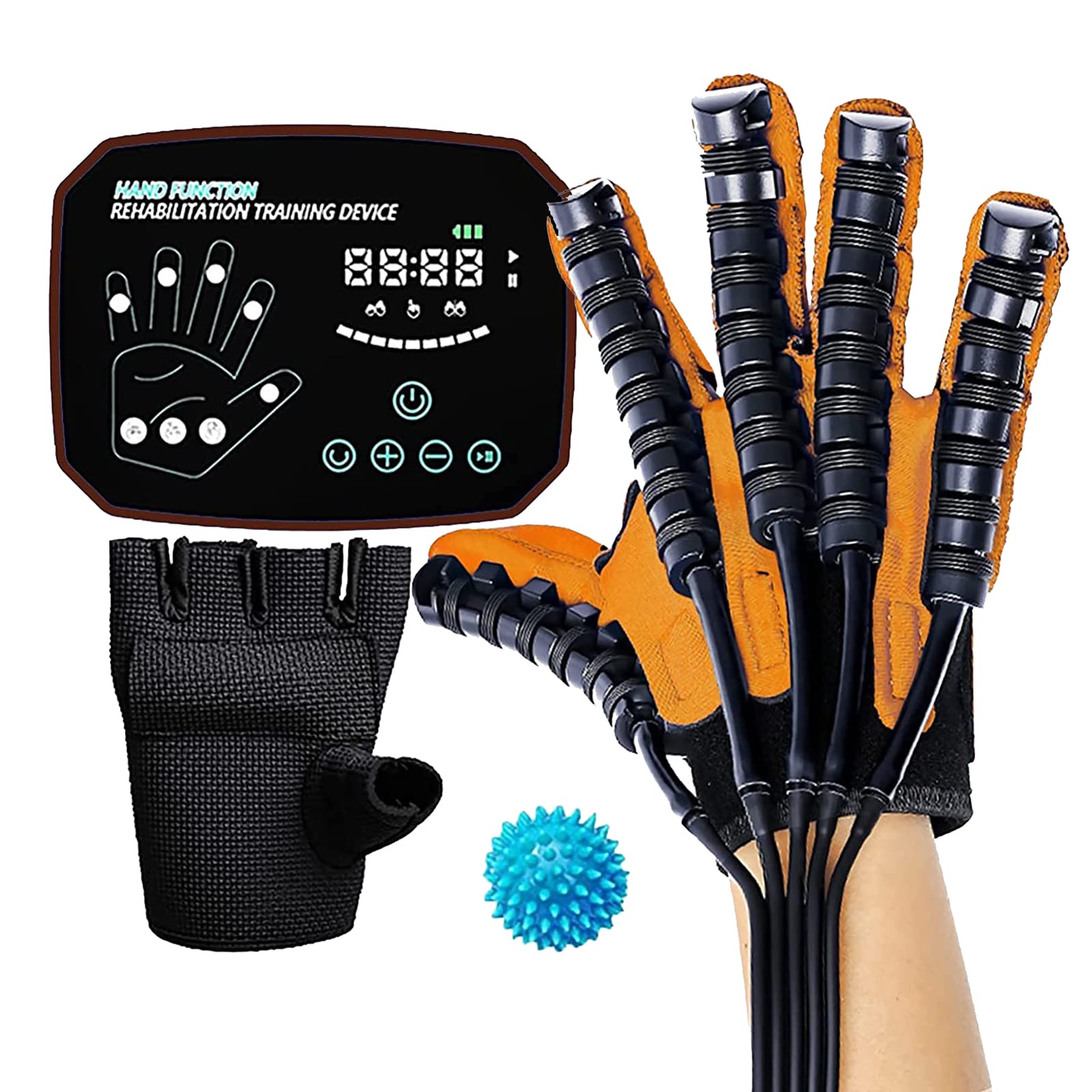 Upgraded Rehabilitation Robot Gloves for Stroke & Hemiplegia Recovery - Finger Training Gloves with Straightening Brace Guard (Right Hand, Size L) - Portable Physical Therapy Equipment for Home & Hospital Use