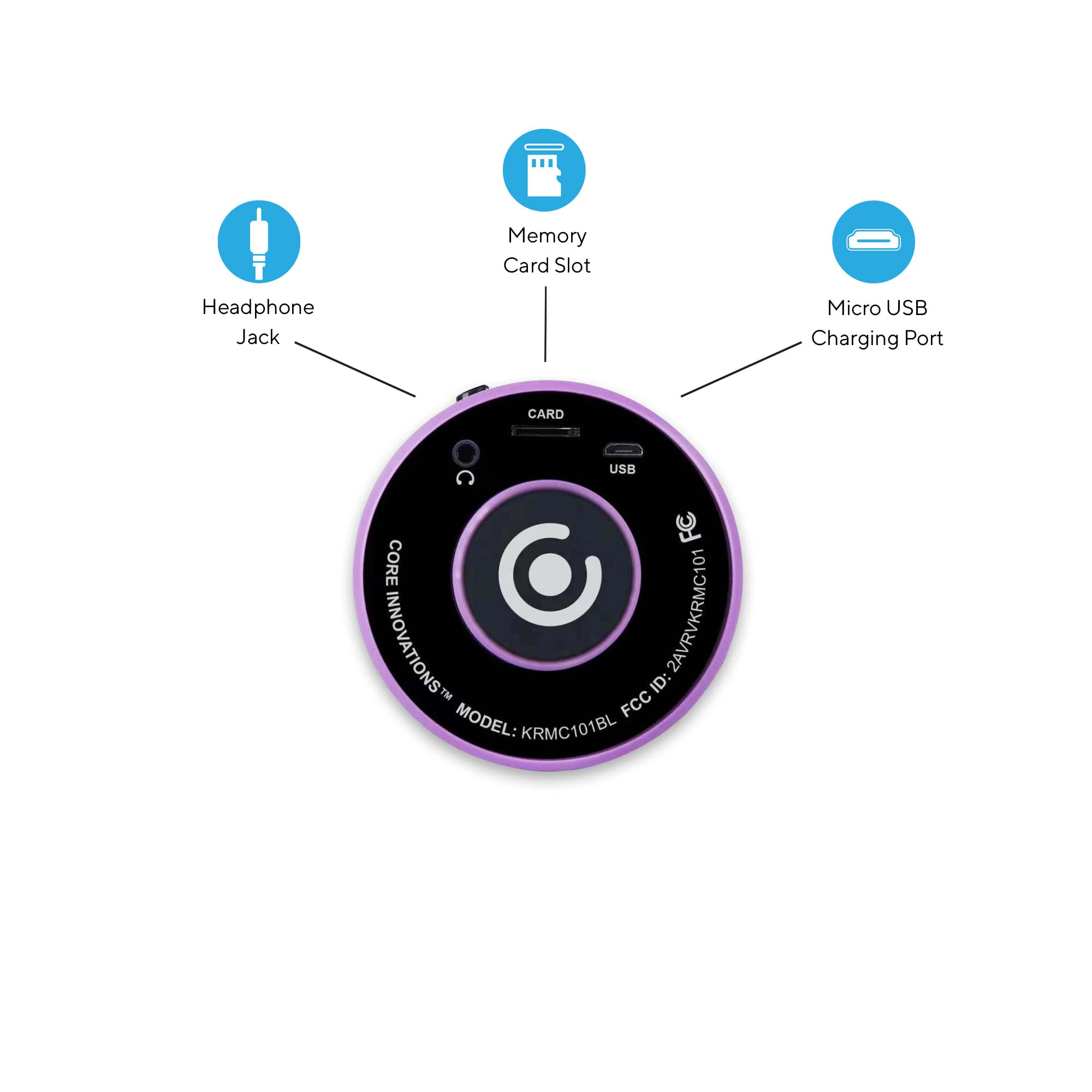 Core Innovations Wireless Bluetooth Karaoke Microphone with Built-in Speakers & HD Recording - Portable Handheld Mic for Kids & Adults (Lilac) | Perfect for Home Parties, Singing Practice & Travel Entertainment