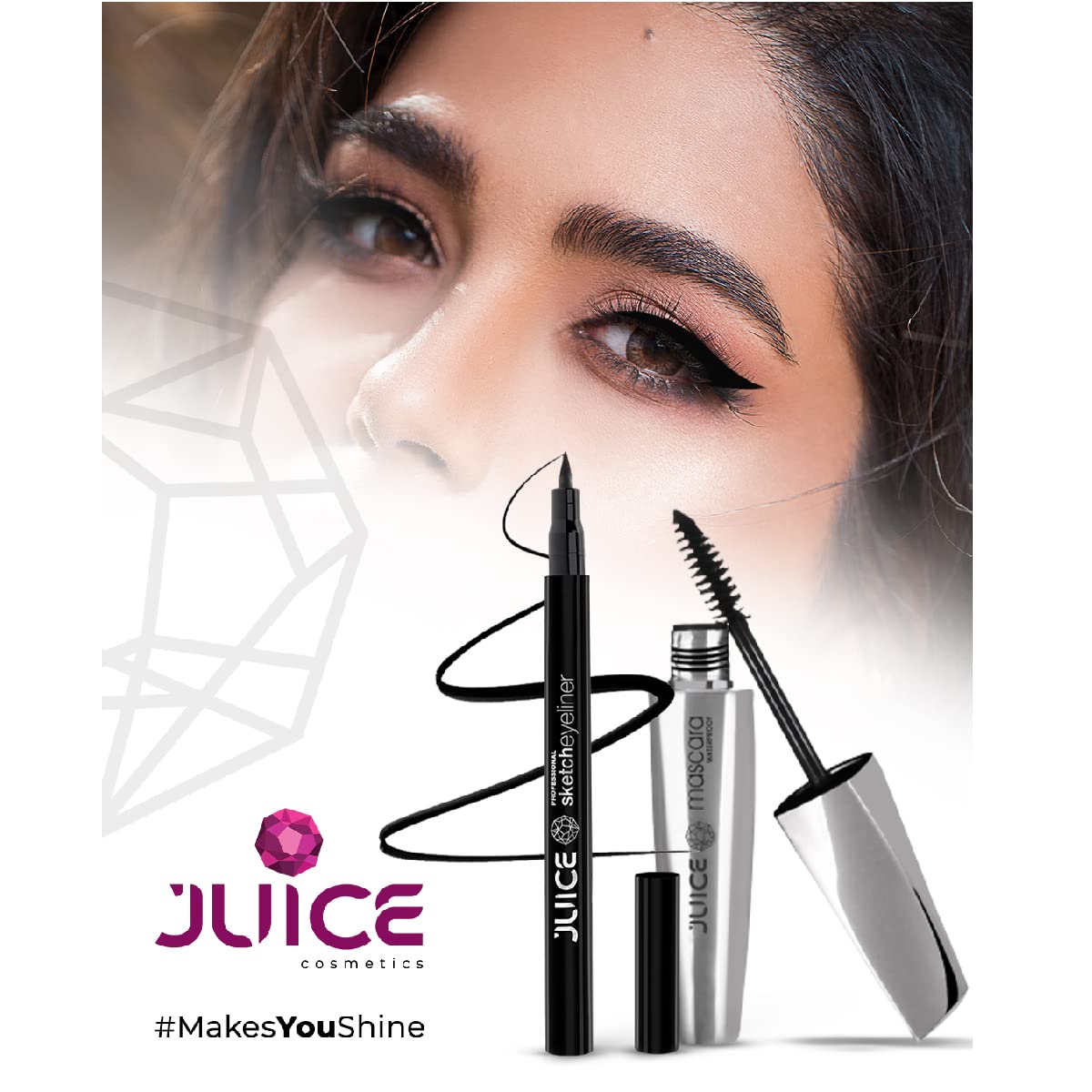 Waterproof & Smudge Proof Juice Sketch Eyeliner SE01 & Mascara MS04 Combo Pack of 2 - Black | Long Lasting Eye Makeup for Party, Wedding & Daily Wear