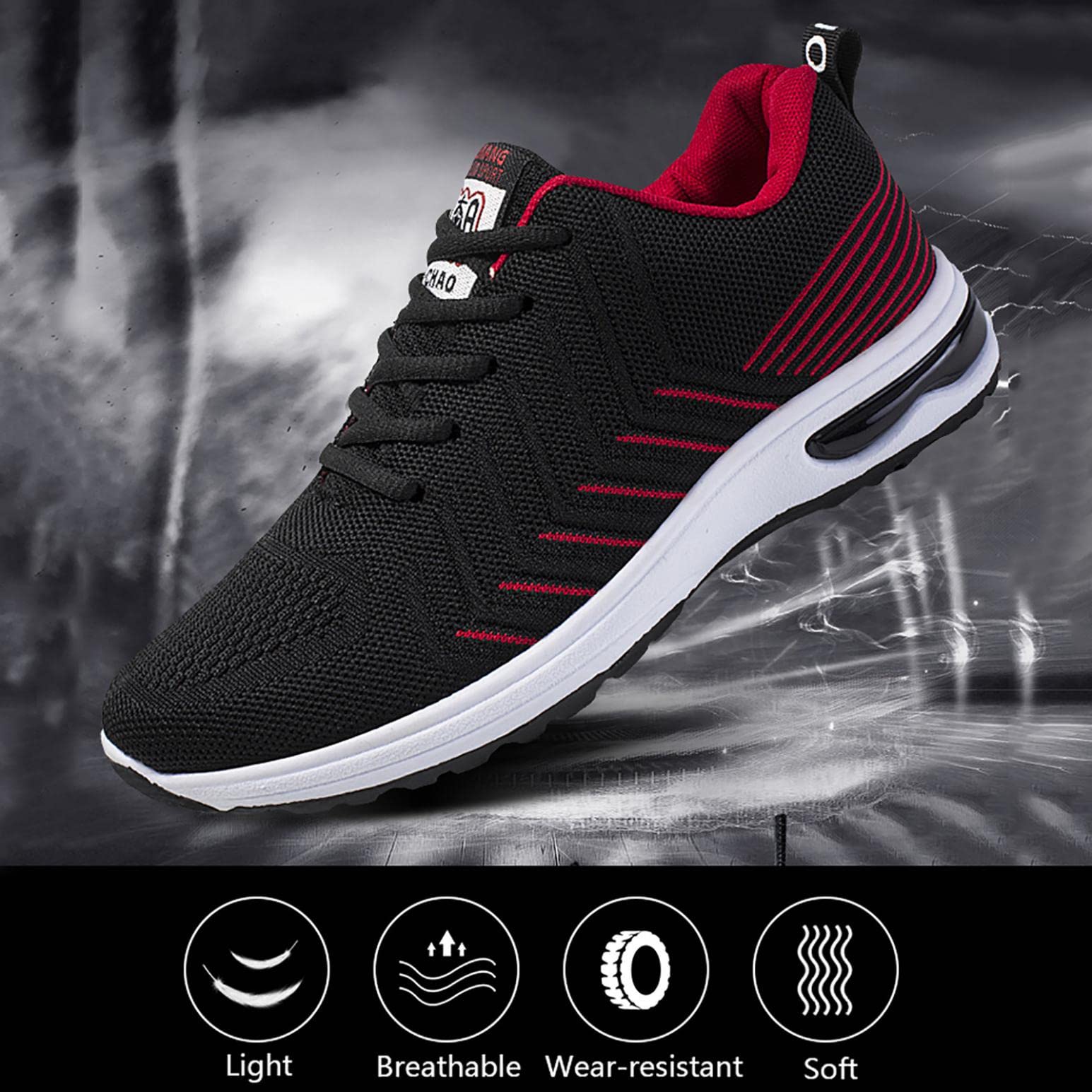 Hbeylia Men's Lace Up Sneakers - Lightweight Breathable Mesh Running Shoes for Men | Non-Slip Athletic Walking & Hiking Shoes | Perfect for Gym, Workout, Travel & Daily Wear