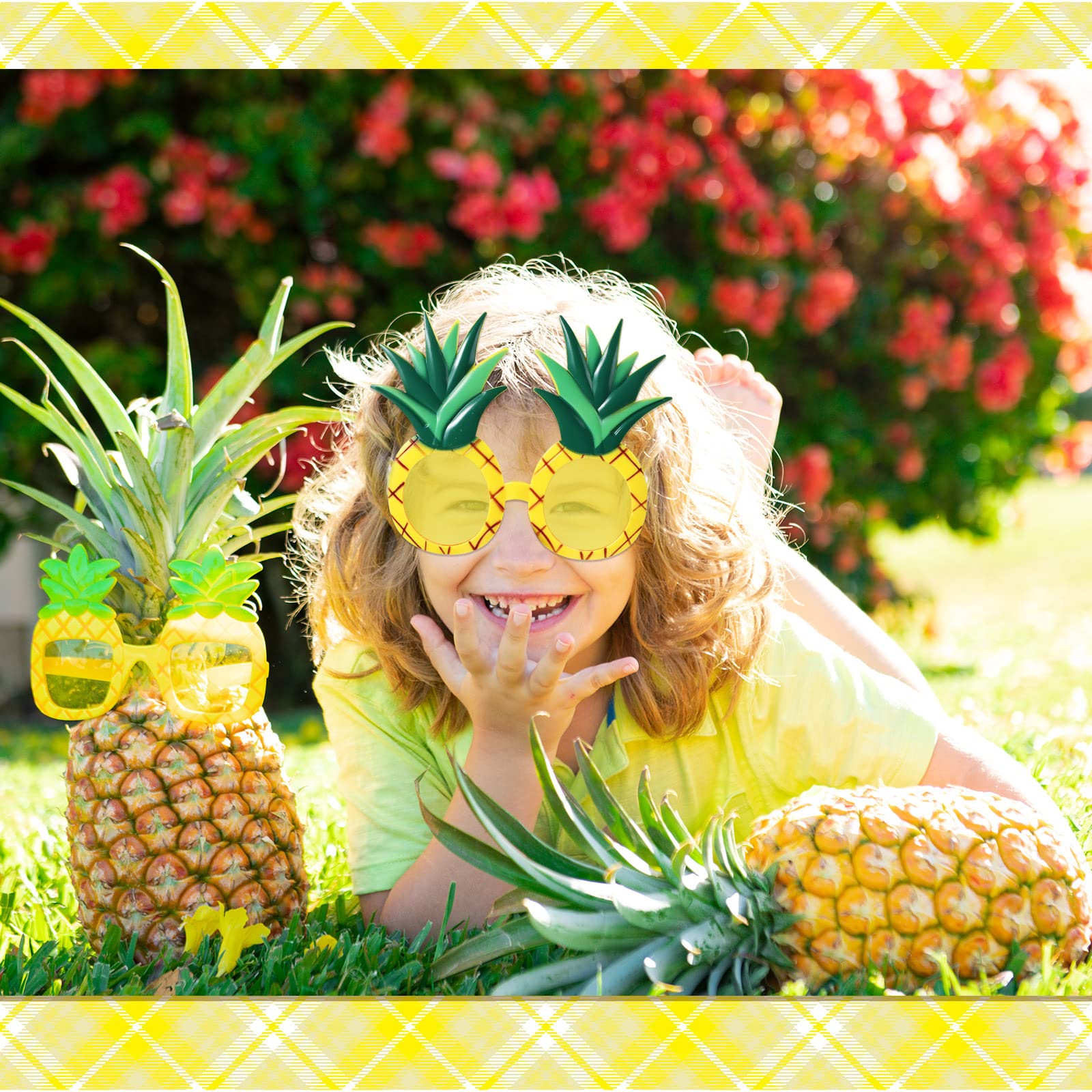 6 Pairs Pineapple Sunglasses - Tropical Fruit Shaped Novelty Glasses for Hawaiian Luau, Summer Beach Party & Pool Accessories - Perfect for Themed Events, Vacation Photos & Fun Gifts