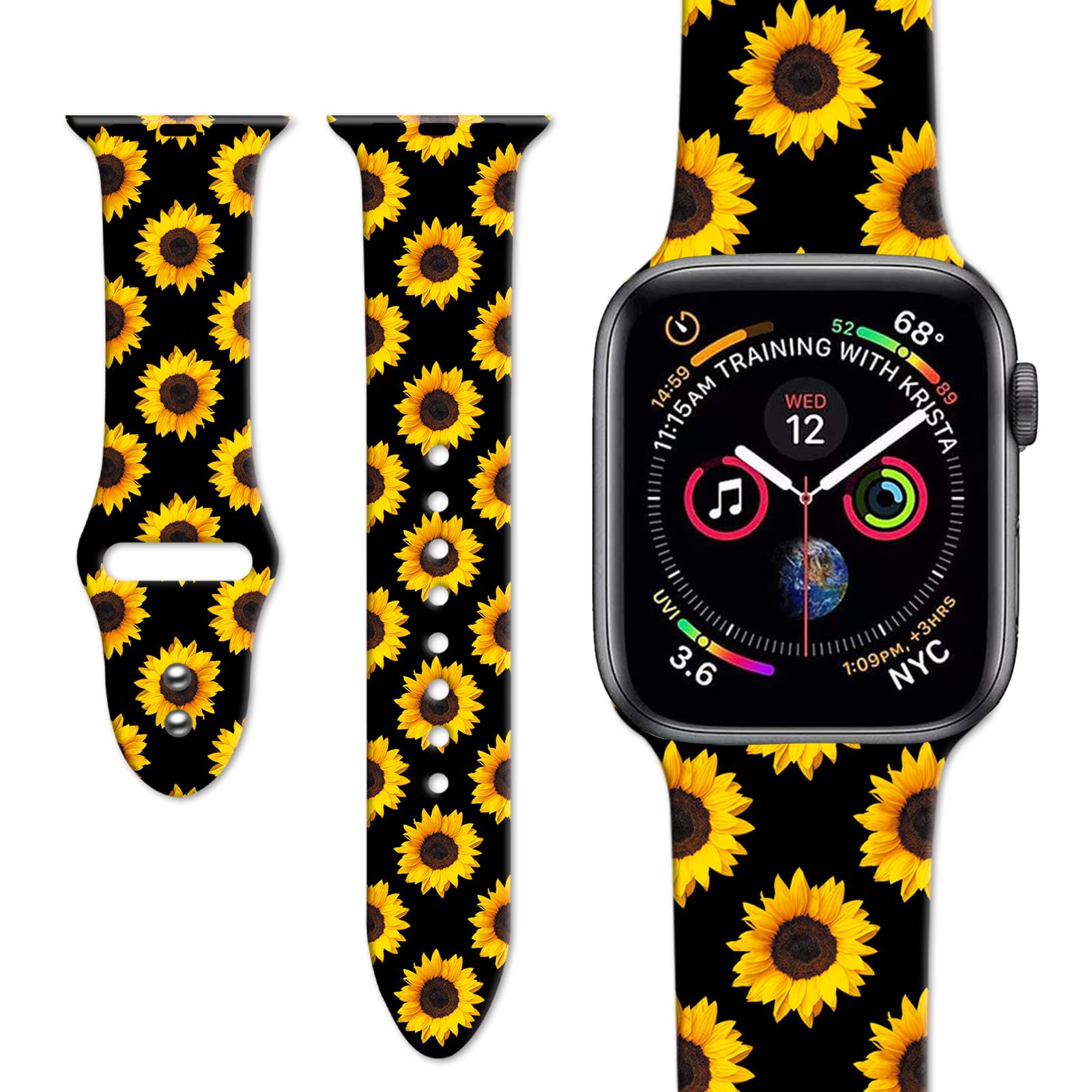Fashionable Apple Watch Bands for Women - Soft Silicone Replacement Straps Compatible with iWatch Series 7/6/5/4/3/2/1/SE (38mm 40mm 41mm) - Adjustable Sports Wristbands for Running, Workout & Daily Wear