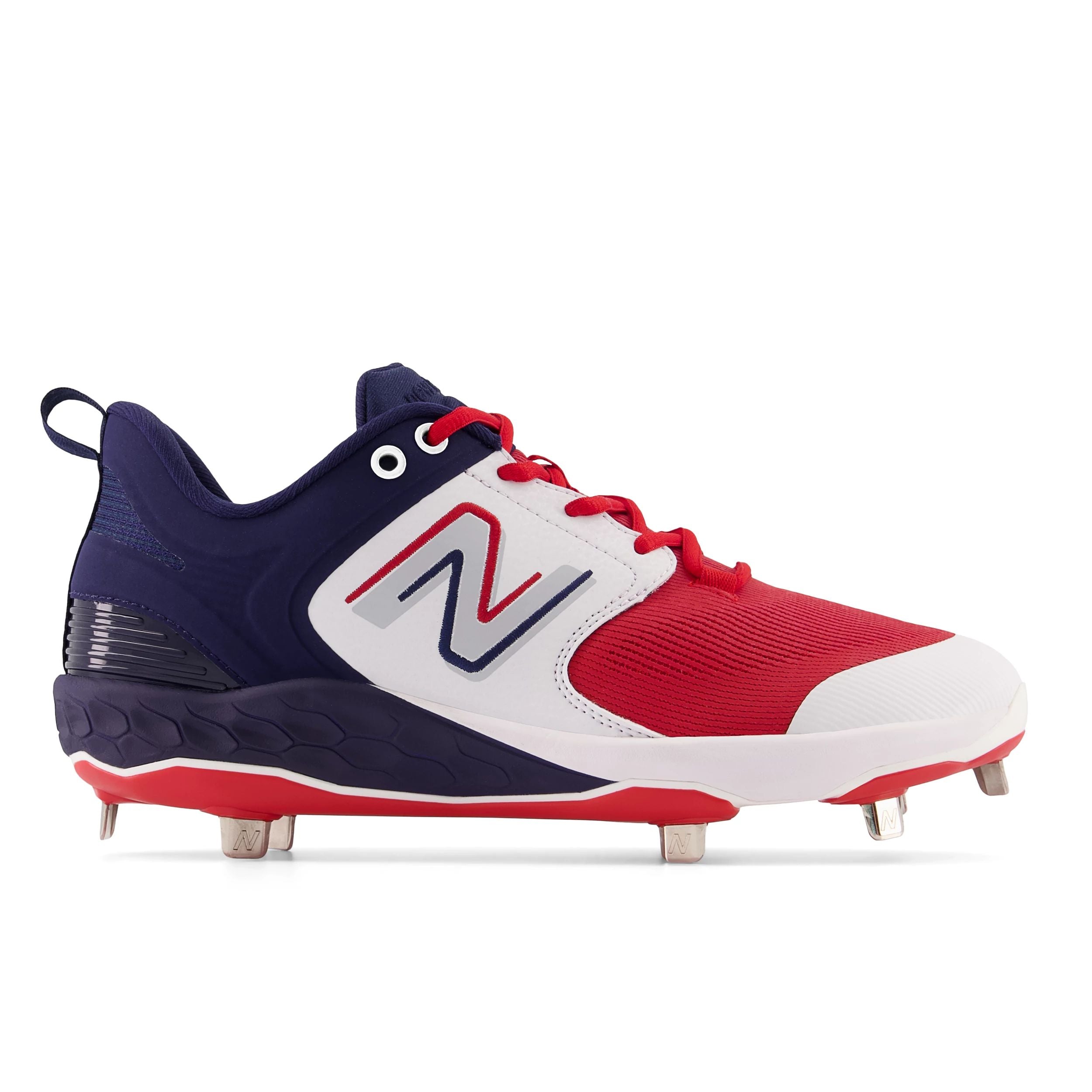 New Balance Fresh Foam 3000v6 Men's Baseball Cleats - Navy/Red Low Metal Spikes for Traction & Comfort | Perfect for Baseball, Softball & Turf Sports