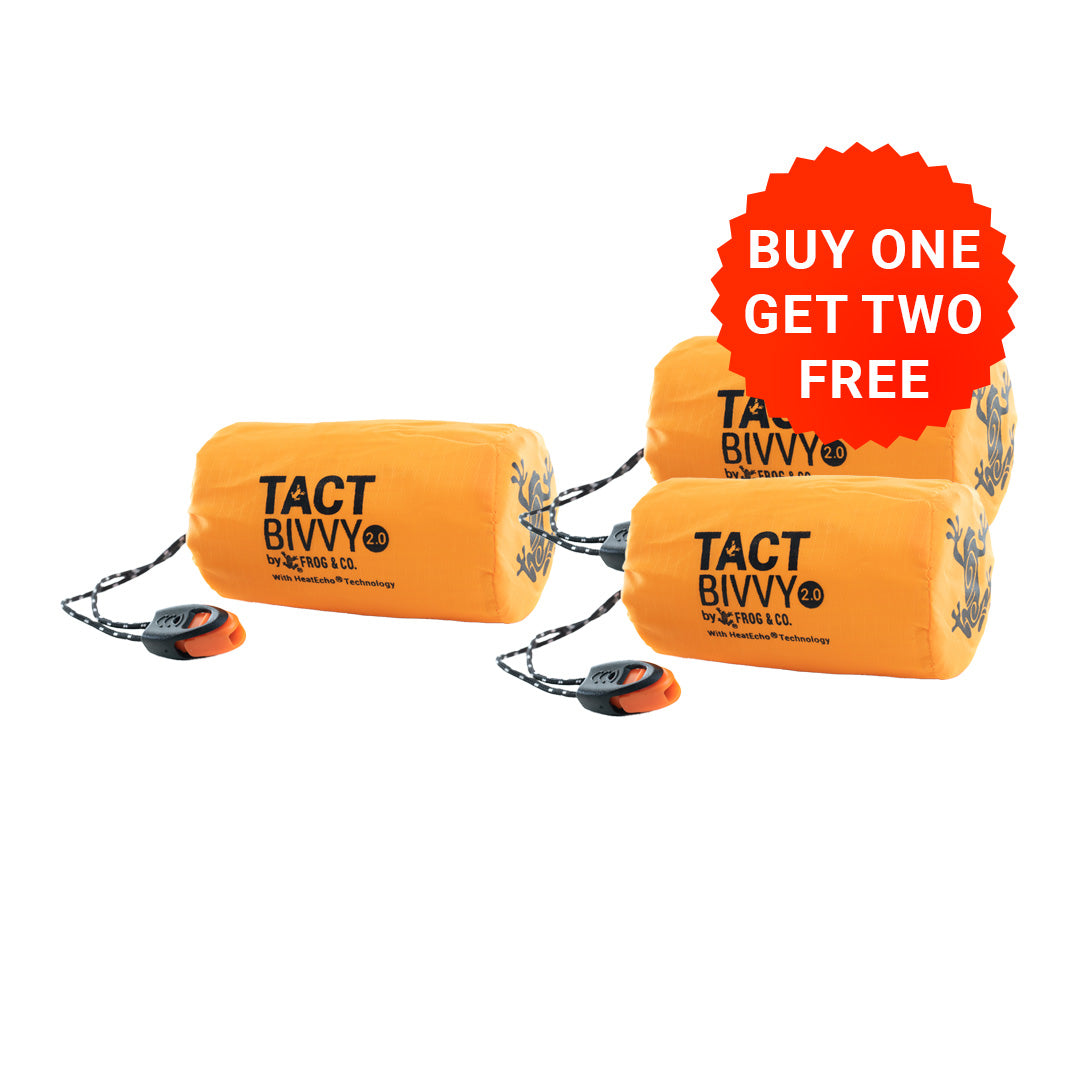 Tact Bivvy 2.0 Emergency Sleeping Bag - Lightweight Survival Gear for Camping, Hiking & Outdoor Adventures (Orange) - Buy 1 Get 2 Free