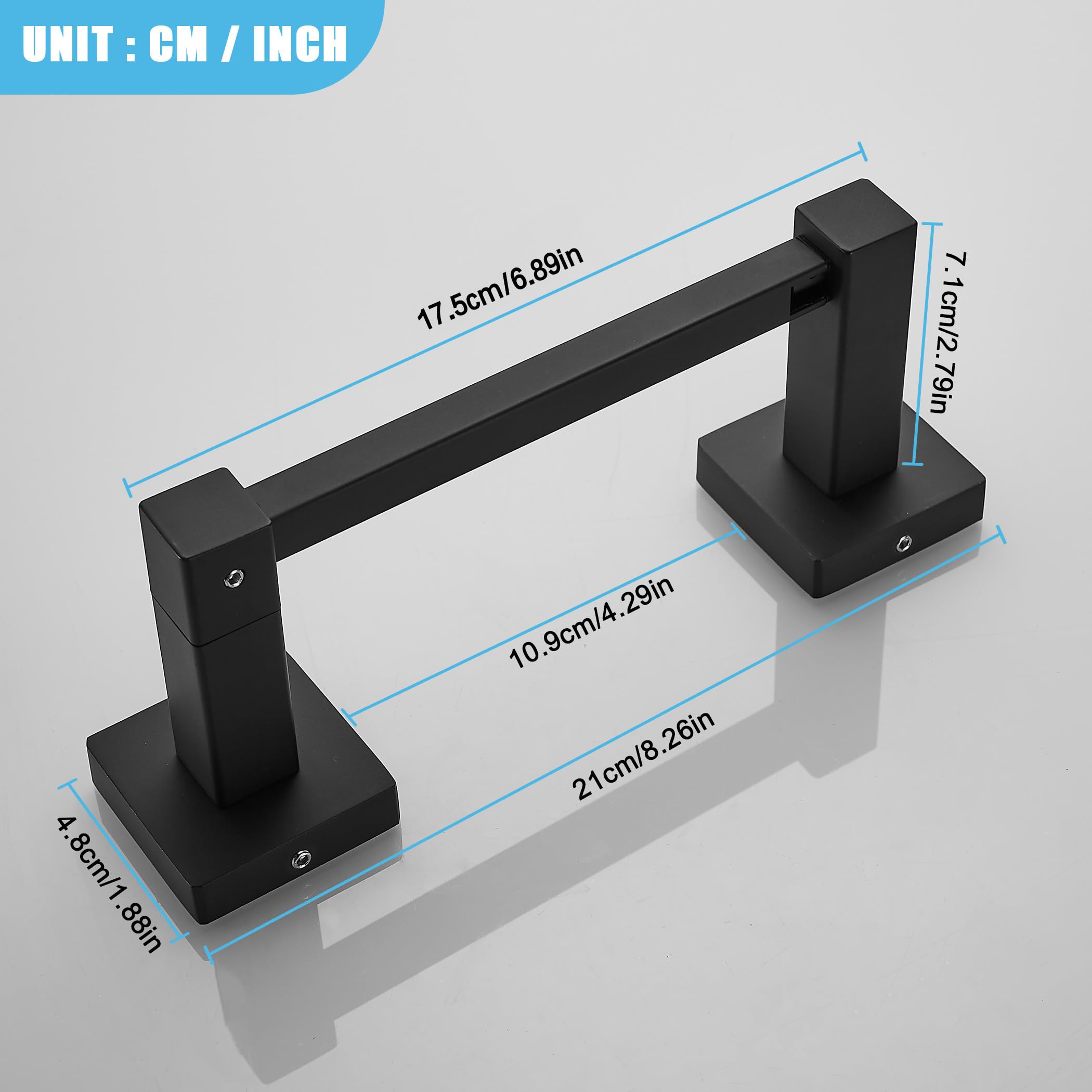 Modern Matte Black Wall Mount Toilet Paper Holder - Square Double Base Bathroom Tissue Roll Holder for Home & Office Use