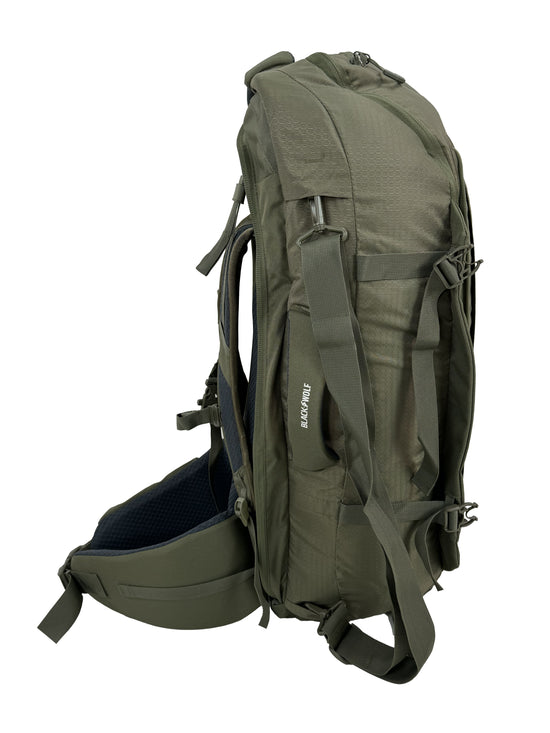 Black Wolf Grand Teton 75L Backpacking Backpack - Moss Green for Hiking, Camping & Outdoor Adventures