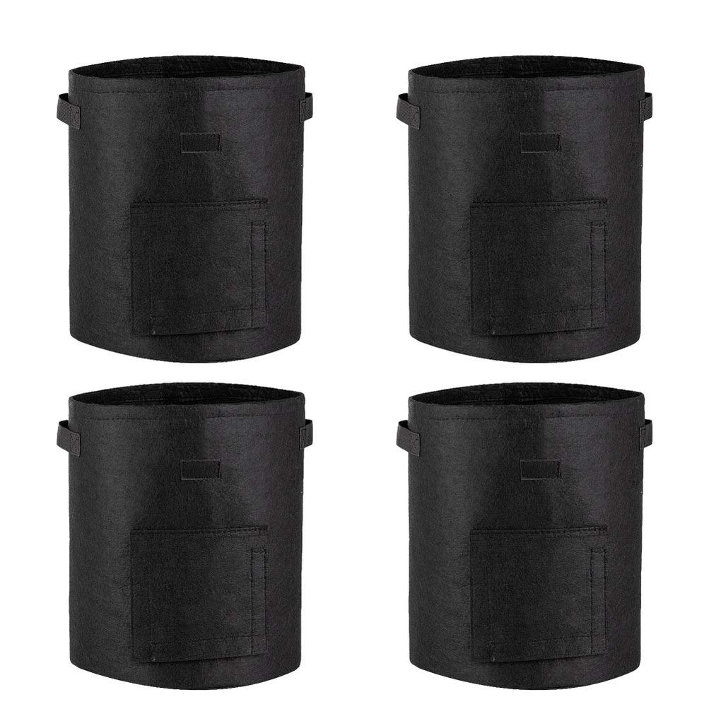 YARNOW 4-Pack Potato Grow Bags - Smart Fabric Planters with Handles for Vegetables, Herbs & Garden Planting | Durable Black Fabric Pots for Indoor/Outdoor Gardening & Urban Farming