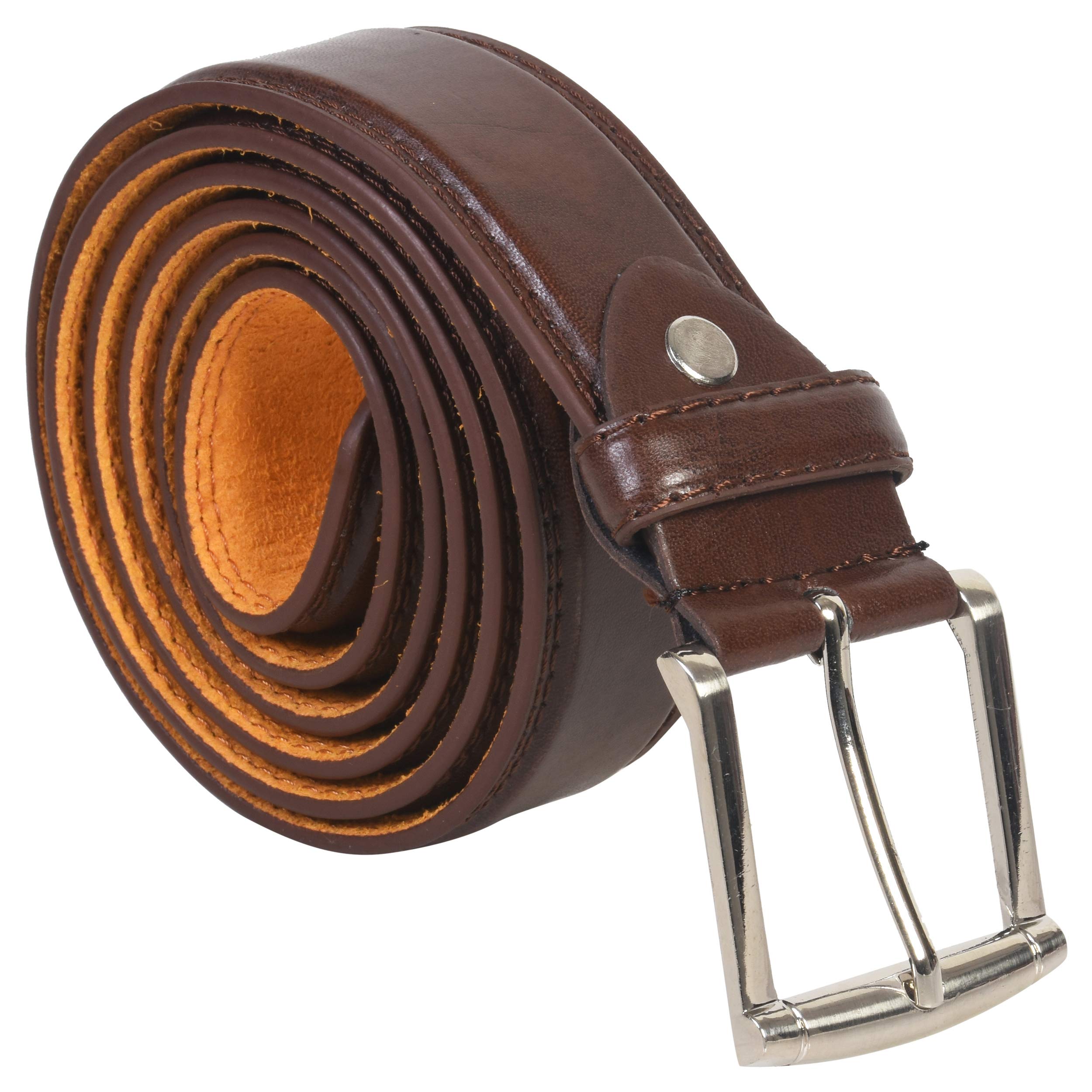 LeatherBoss Big & Tall Jeans Belt for Men - Premium Genuine Leather Dress Belt with Heavy Duty Buckle - Perfect for Business Casual, Work & Formal Wear
