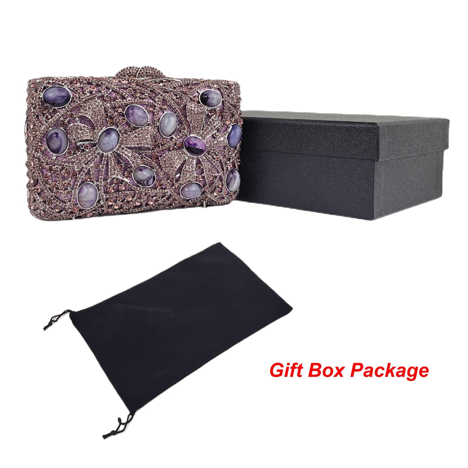 Luxury Purple Agate Crystal Evening Clutch Bag for Women - Glitter Rhinestone Party Wedding Purse - Perfect for Prom, Gala & Special Occasions