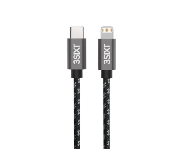 3sixT Premium USB C to Lightning Cable 2m (6.6ft) - Fast Charging & Data Sync for iPhone, iPad - Durable Nylon Braided for Home, Office & Travel