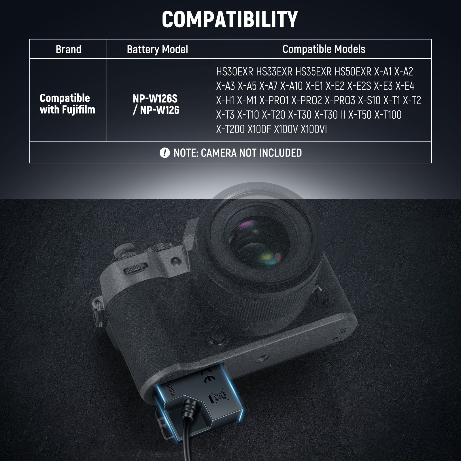 NEEWER CP W126S D Tap to NP W126S Dummy Battery with Cable - Compatible with V Mount Batteries for Sony Cameras - Perfect for Film Production, Live Streaming & Outdoor Shooting