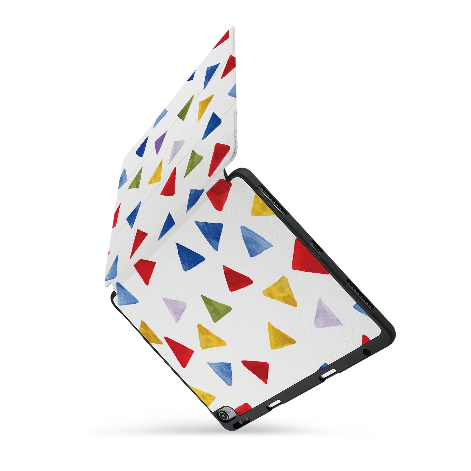 Premium iPad Trifold Case with Stylish Geometry Pattern - Slim Protective Cover for iPad Air/Pro, Perfect for Work, Travel & School Use