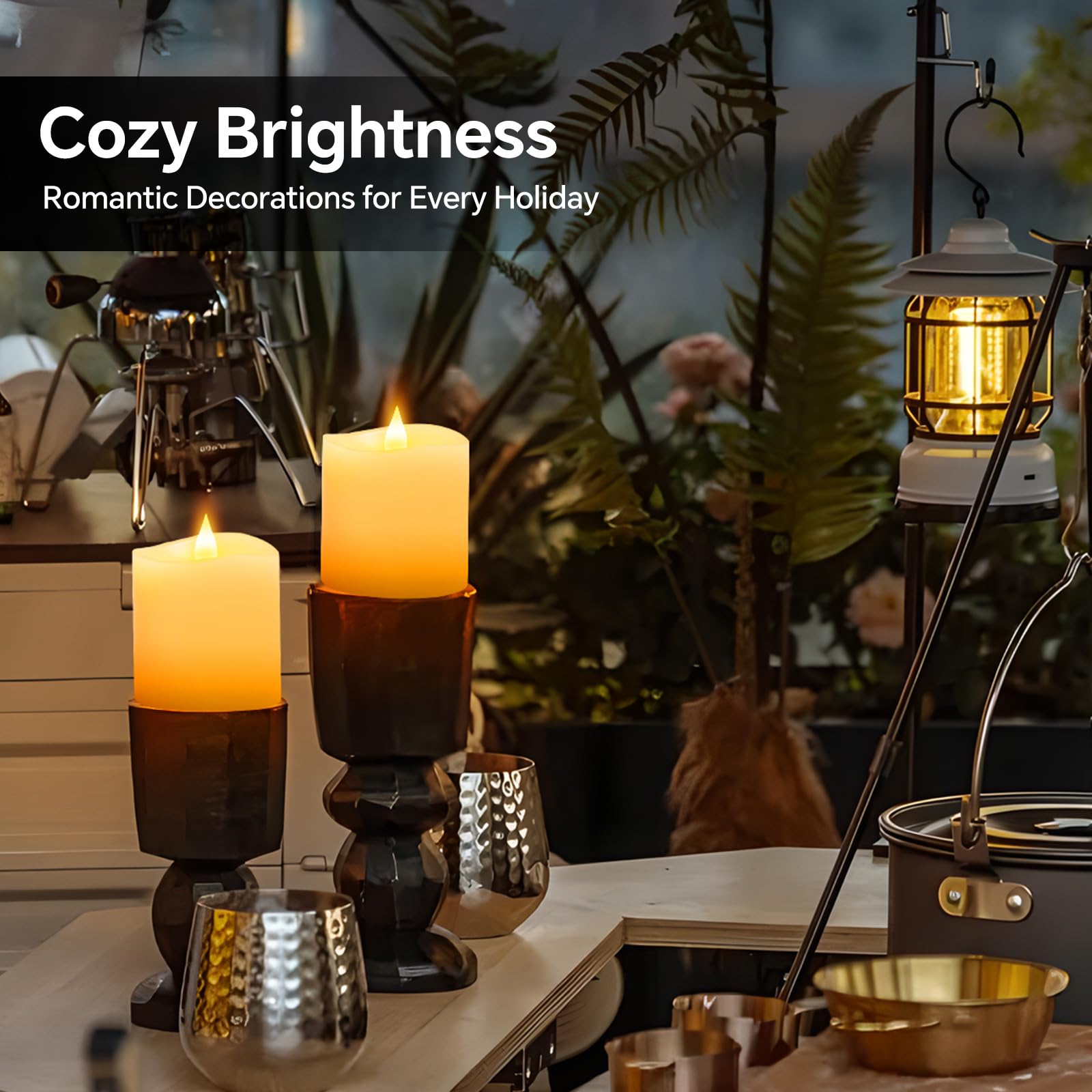 3x3 Inch Flameless LED Candles Set of 2 - Battery Operated Pillar Candles with Realistic Flickering Effect & Timer, Remote Control - Perfect for Wedding Centerpieces, Holiday Decor, Home Ambiance Lighting (Ivory)