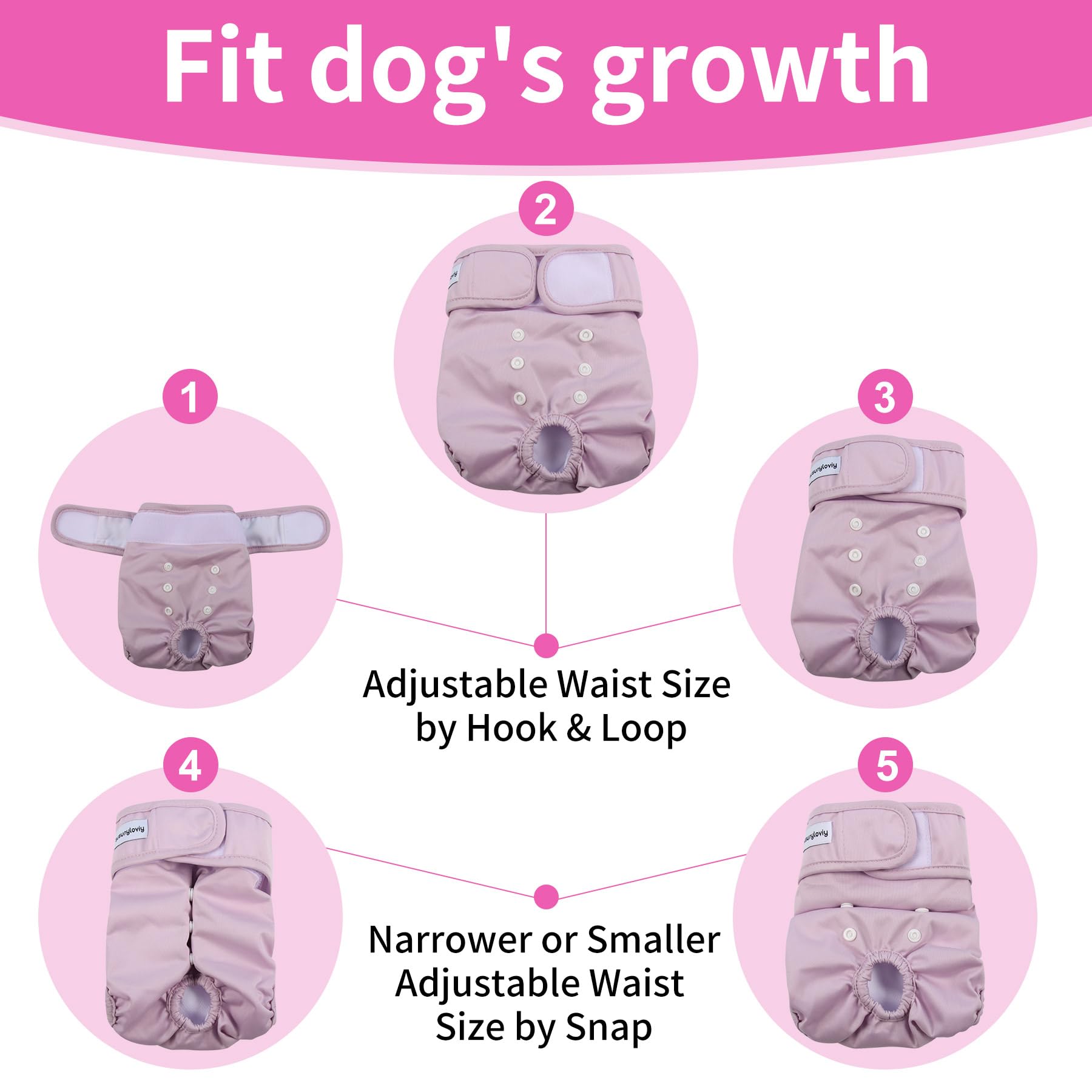Washable Reusable Female Dog Diapers for Small Dogs - 4 Pack Super Absorbent Puppy Pants for Heat Cycle, Incontinence & Excitable Urination | Perfect for Period Protection, House Training & Travel Use
