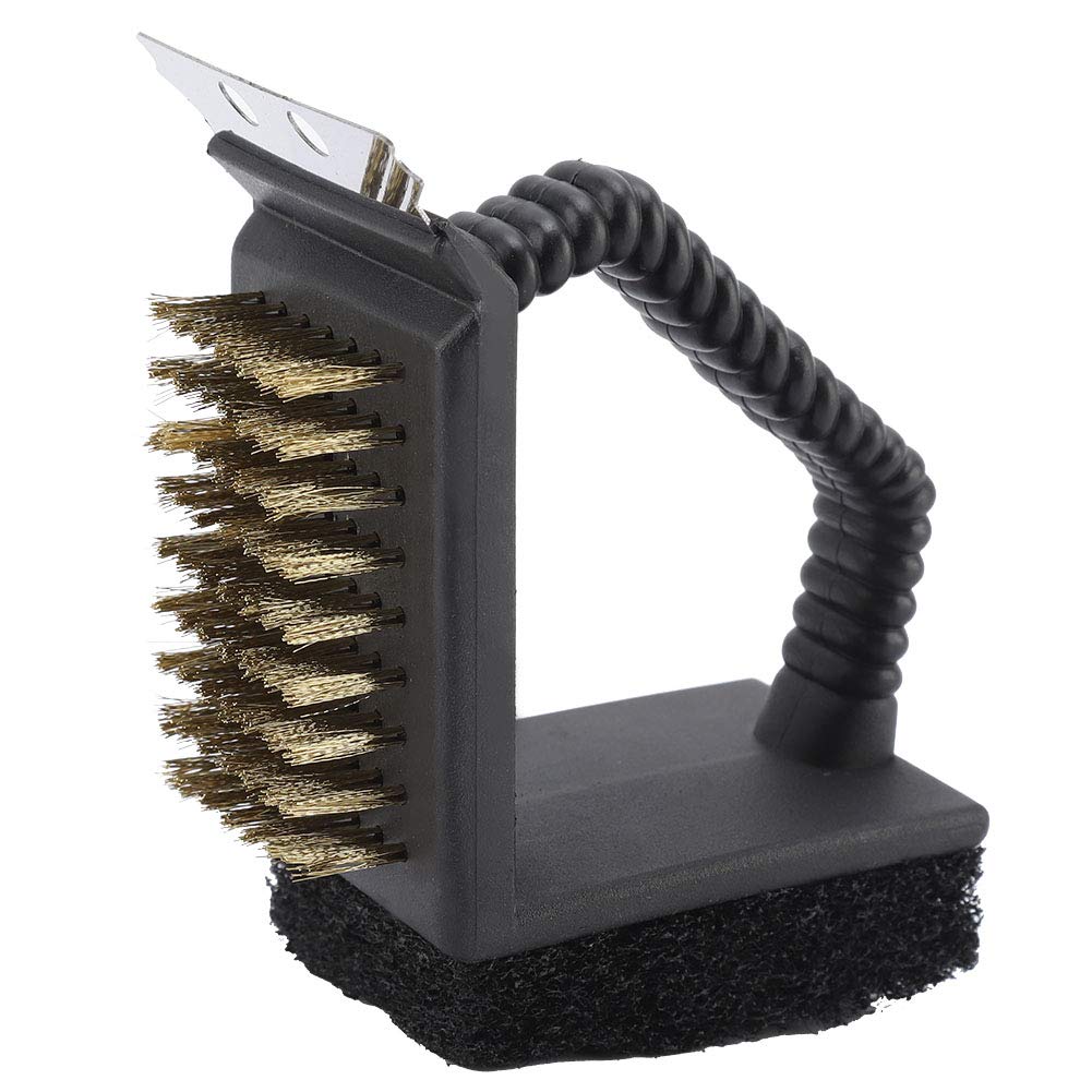 Natudeco 3-in-1 BBQ Grill Cleaner Brush - Heavy Duty Stainless Steel Wire Bristles for Outdoor Barbecue, Oven, Kitchen & Garden - Perfect for Grilling, Camping & Backyard Cookouts