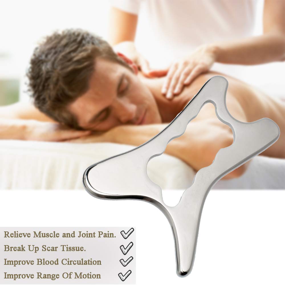 Premium Stainless Steel Gua Sha Scraping Tool for Muscle Massage & Pain Relief - IASTM Therapy Tool to Relax Soft Tissue, Reduce Headache, Neck & Back Pain - Perfect for Home Spa, Physical Therapy & Self-Care Routine