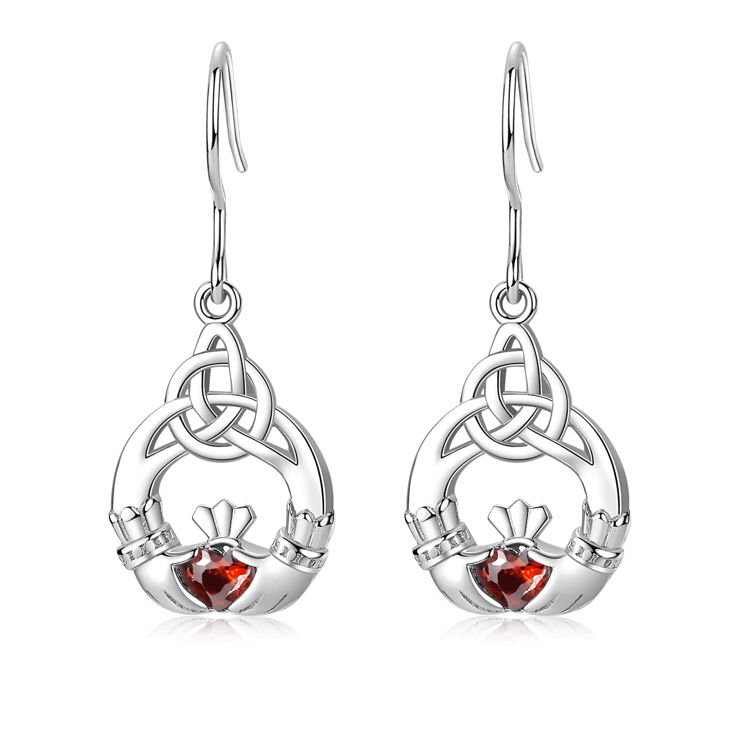 Celtic Knot Earrings for Women - Sterling Silver Claddagh Dangle Earrings | Irish Good Luck Jewelry Gift for Her | Perfect for St. Patrick's Day, Irish Weddings & Celtic-Themed Events
