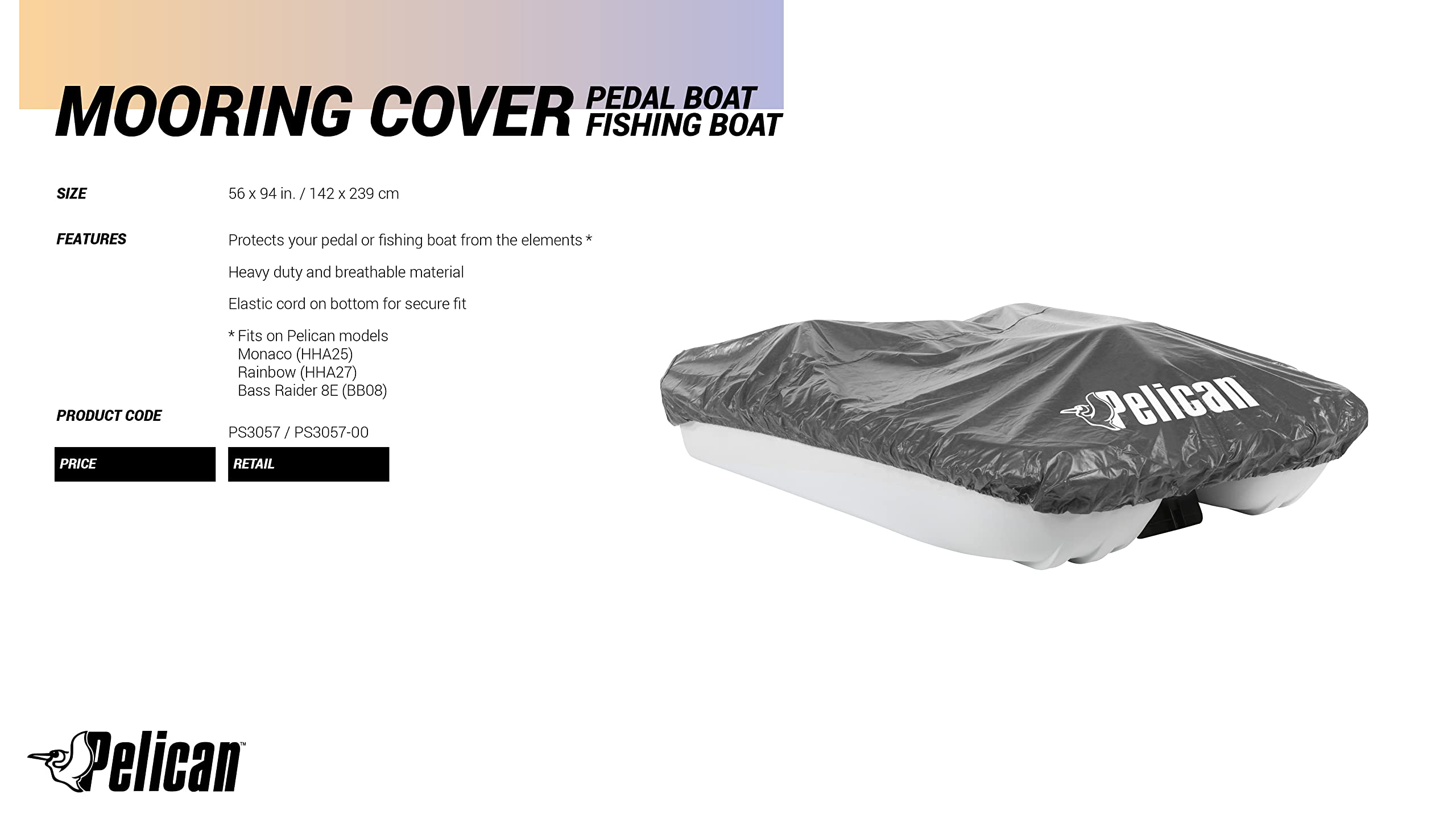 Pelican Heavy Duty Vinyl Pedal Boat Cover - Waterproof Storage & Mooring Protection for Monaco & Rainbow Models - Perfect for Lake, Pond & Marina Use