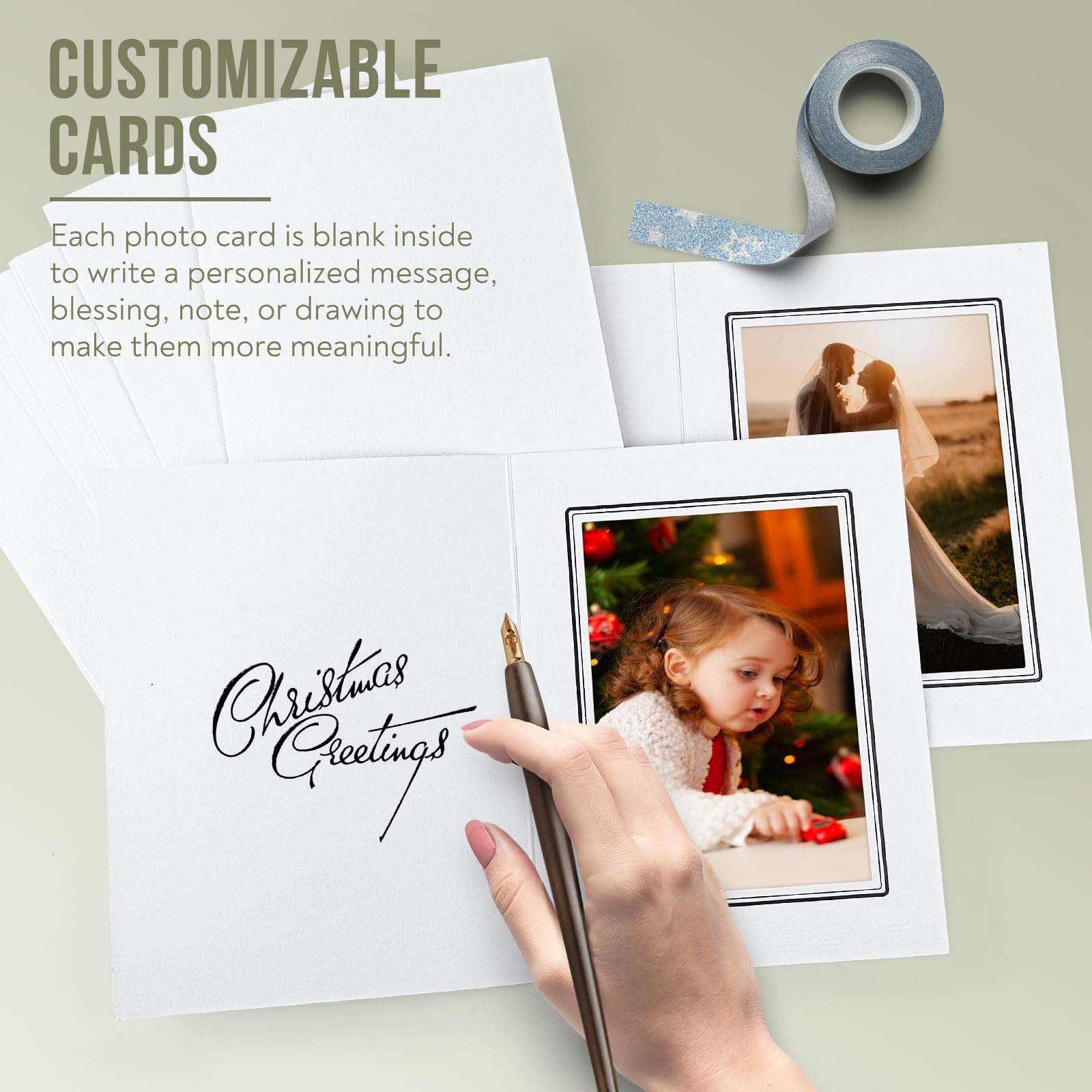 50 Pack 5x7 Photo Folders - White Cardboard Picture Frame with Black Lining | Greeting Cards & Invitations for Graduation, Wedding, Christmas | Perfect for Scrapbooking, Memory Keepsakes & Special Events