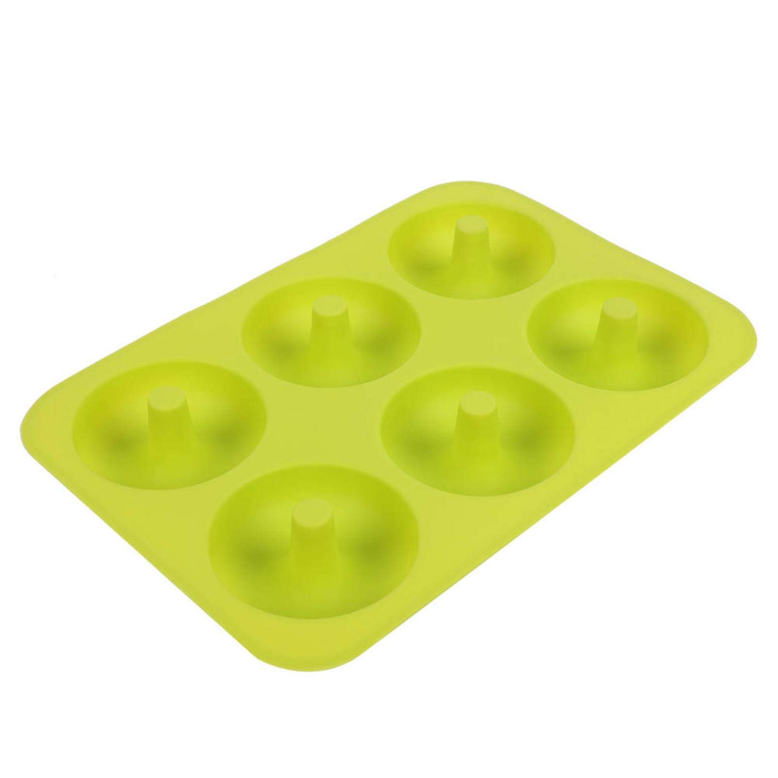 Plplaaobo 6-Cavity Silicone Donut Baking Pan - Non-Stick Donut Mold for Chocolate, Cake & Desserts - Microwave & Freezer Safe - Perfect for Home Baking, Parties & Gifts (Green)