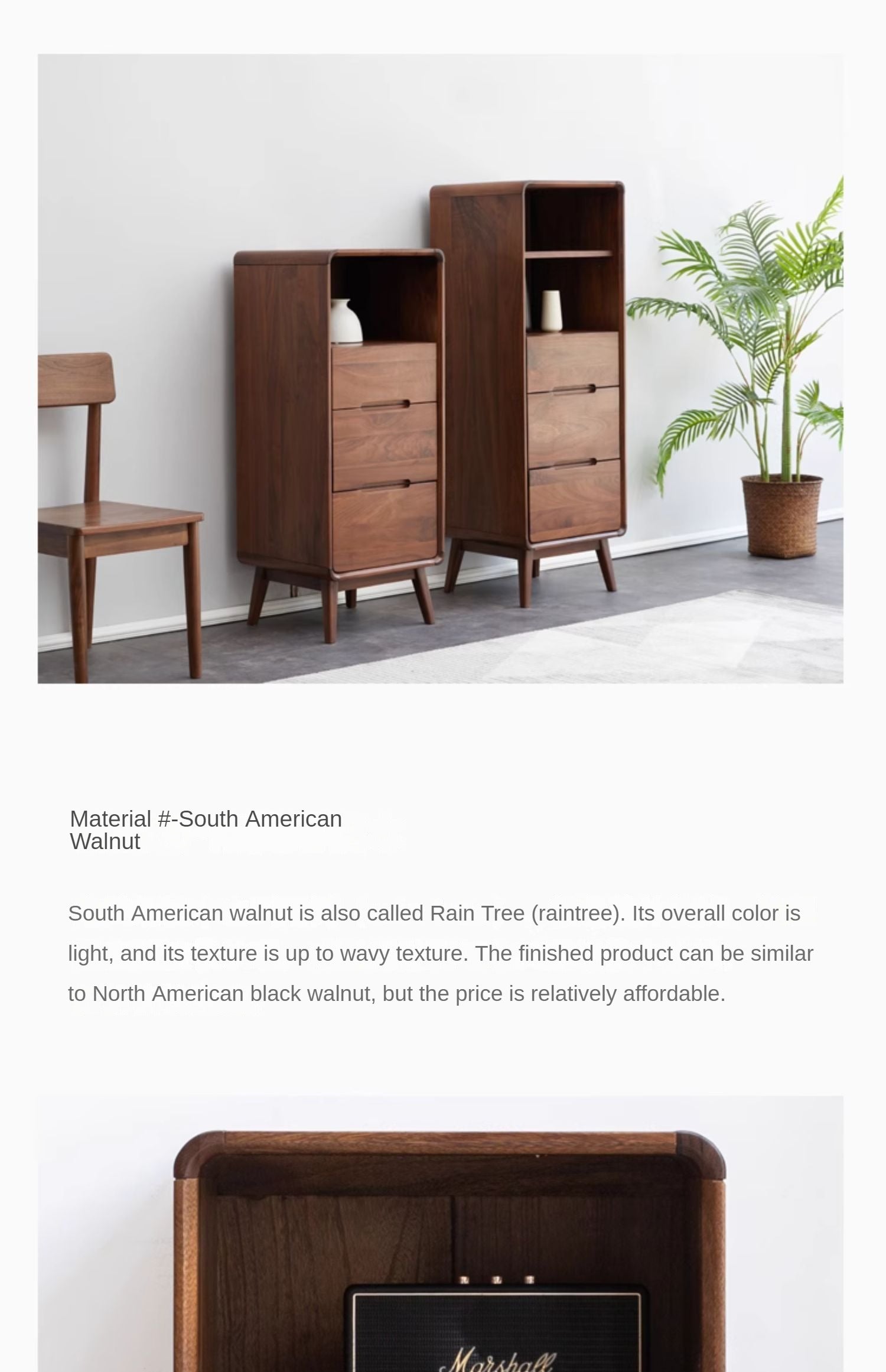 Solid Black Walnut Wood Side Cabinet - Rustic Nightstand, Entryway Storage, or Bathroom Organizer - Handcrafted for Home & Office Decor