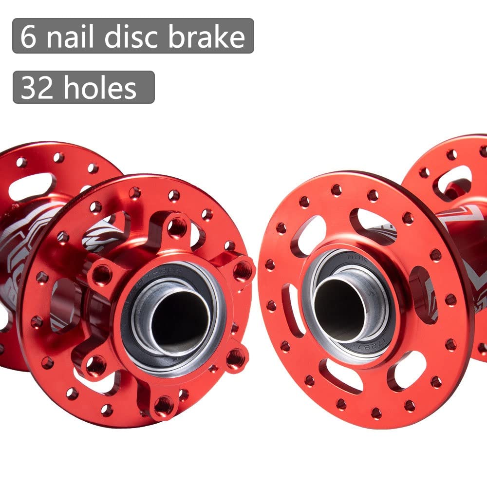 Mountain Bike 6 Claw 108 Ring Hub with 4 Bearing Quick Release Disc Brake - 6 Nail 32 Hole Hub Accessories for Off-Road Cycling & Trail Riding