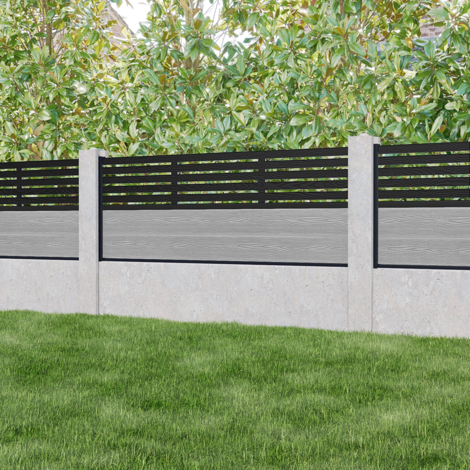 Classic Aspen Fence Panel - Light Grey Color for Existing Concrete Posts | Durable Outdoor Privacy Fence for Backyard, Garden & Patio