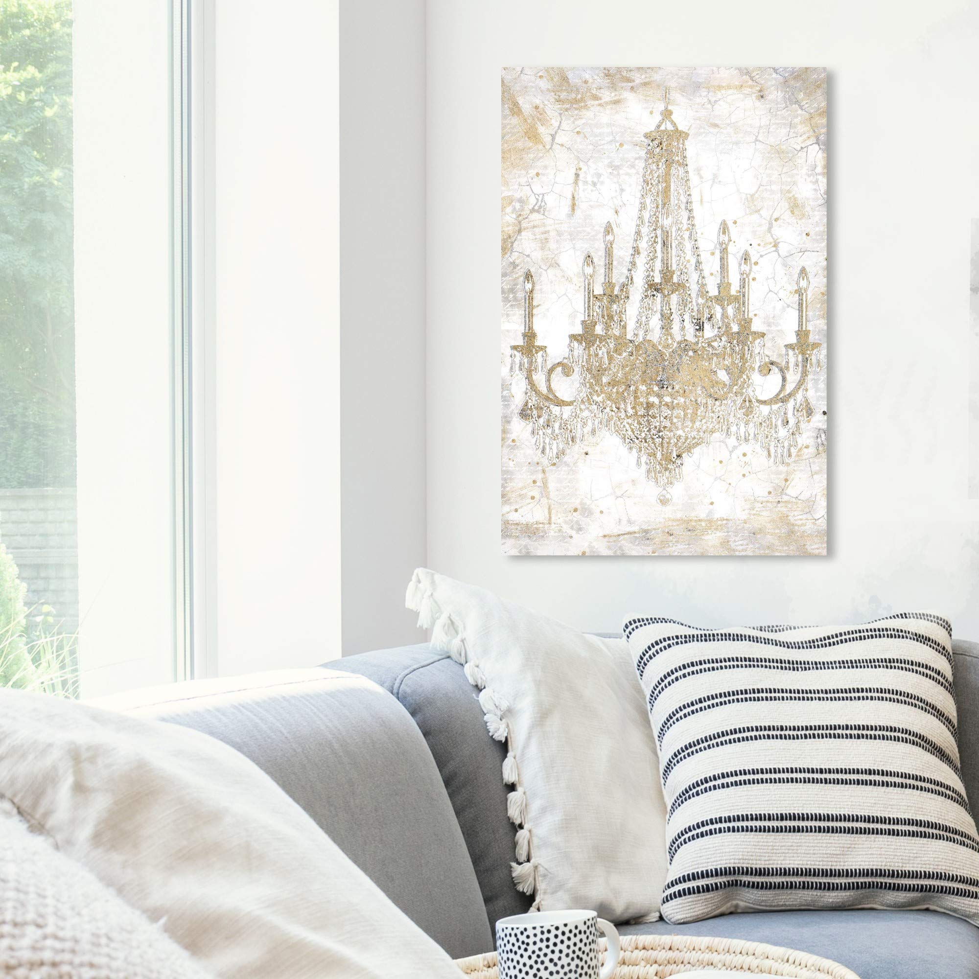 Oliver Gal Artist Co. Fashion & Glam Wall Art Canvas Prints - 20x30 Inch Gold & White Chandelier Home Decor - Perfect for Living Room, Bedroom & Office Wall Decoration