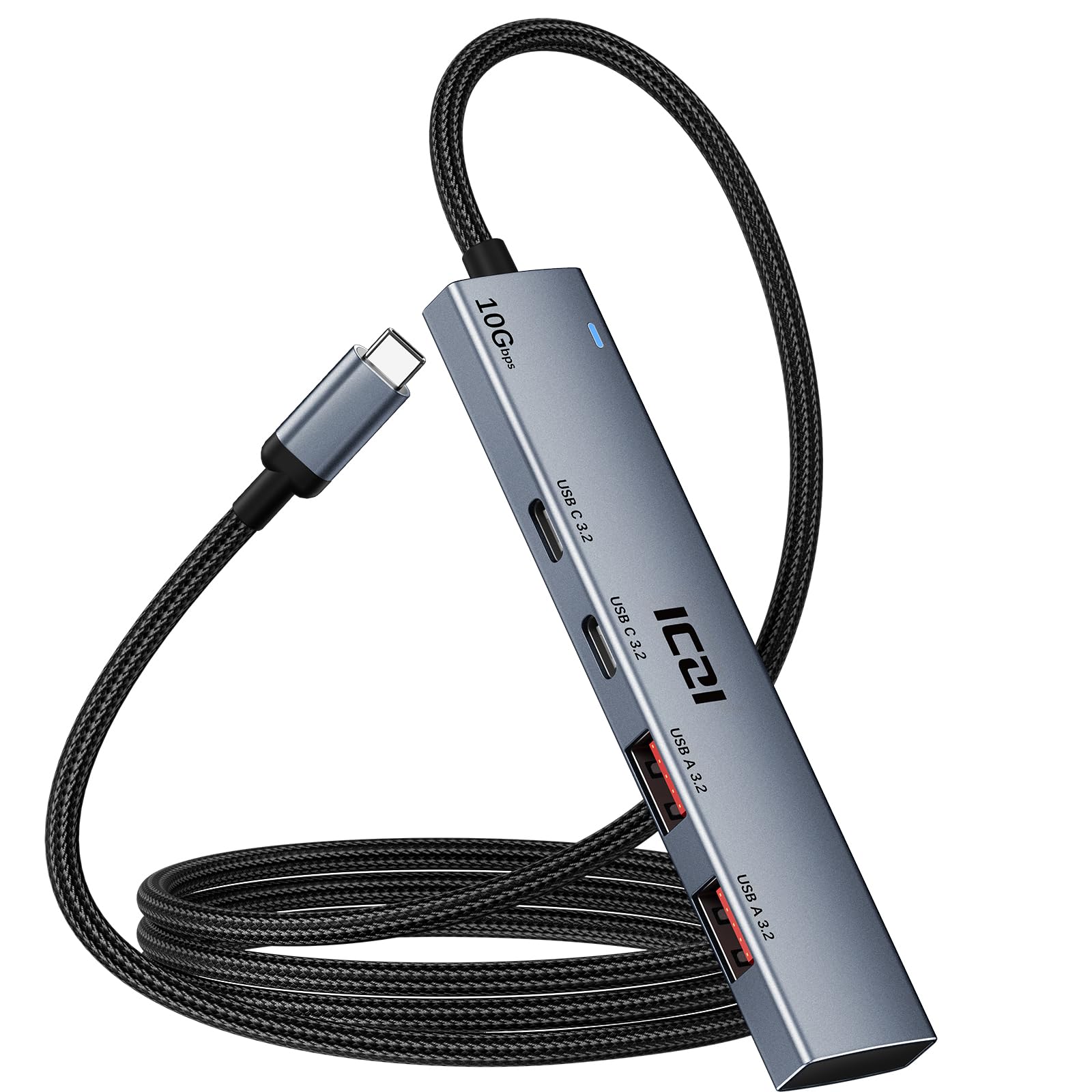 ICZI 10Gbps USB C Hub - Aluminum USB C Splitter with 2 USB-C & 2 USB-A 3.2 Ports - USB C to USB A Adapter for MacBook, Laptop, Phone, Tablet, Hard Drive, Keyboard & Mouse - Perfect for Home Office, Gaming & Travel (No Charging/Monitor Support)