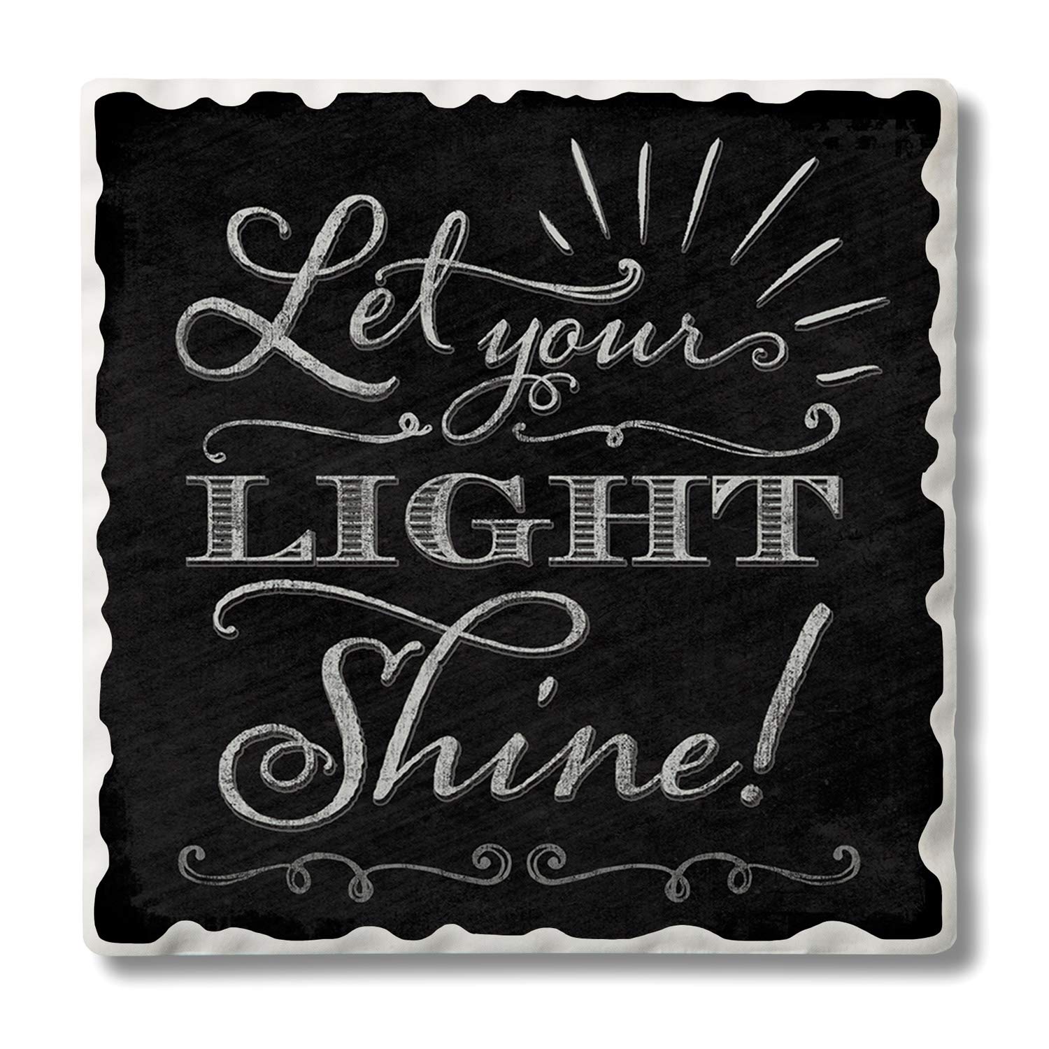 Chalk it Up Single Coaster - Let Your Light Shine | Inspirational Drink Coaster for Home & Office Decor | Perfect for Coffee Tables, Desks & Gift Giving