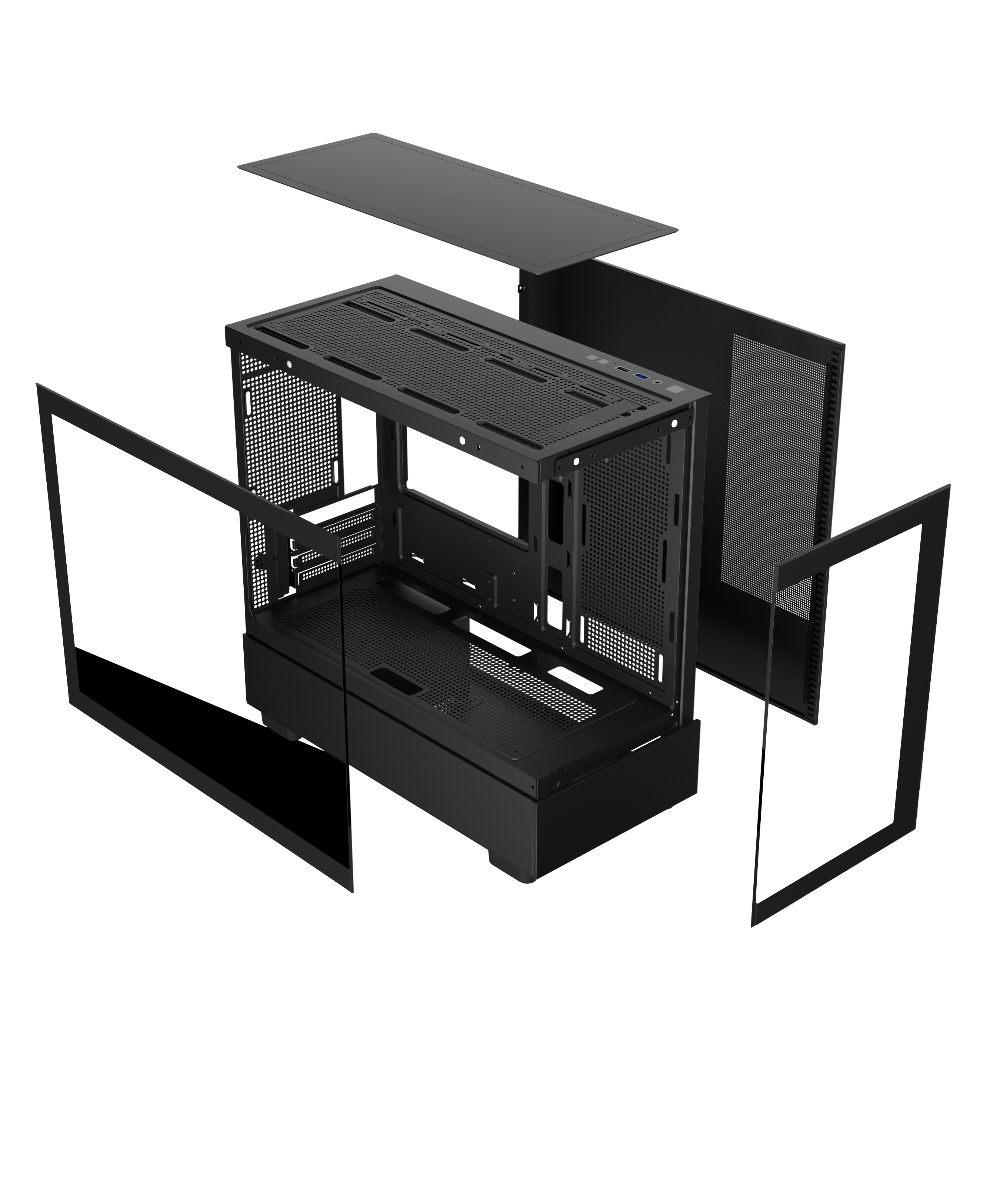 1st Player Mi5 M ATX ITX PC Gaming Case - Compact Mid Tower Computer Case for Gaming PC Build, Black | Perfect for Small Spaces & LAN Parties