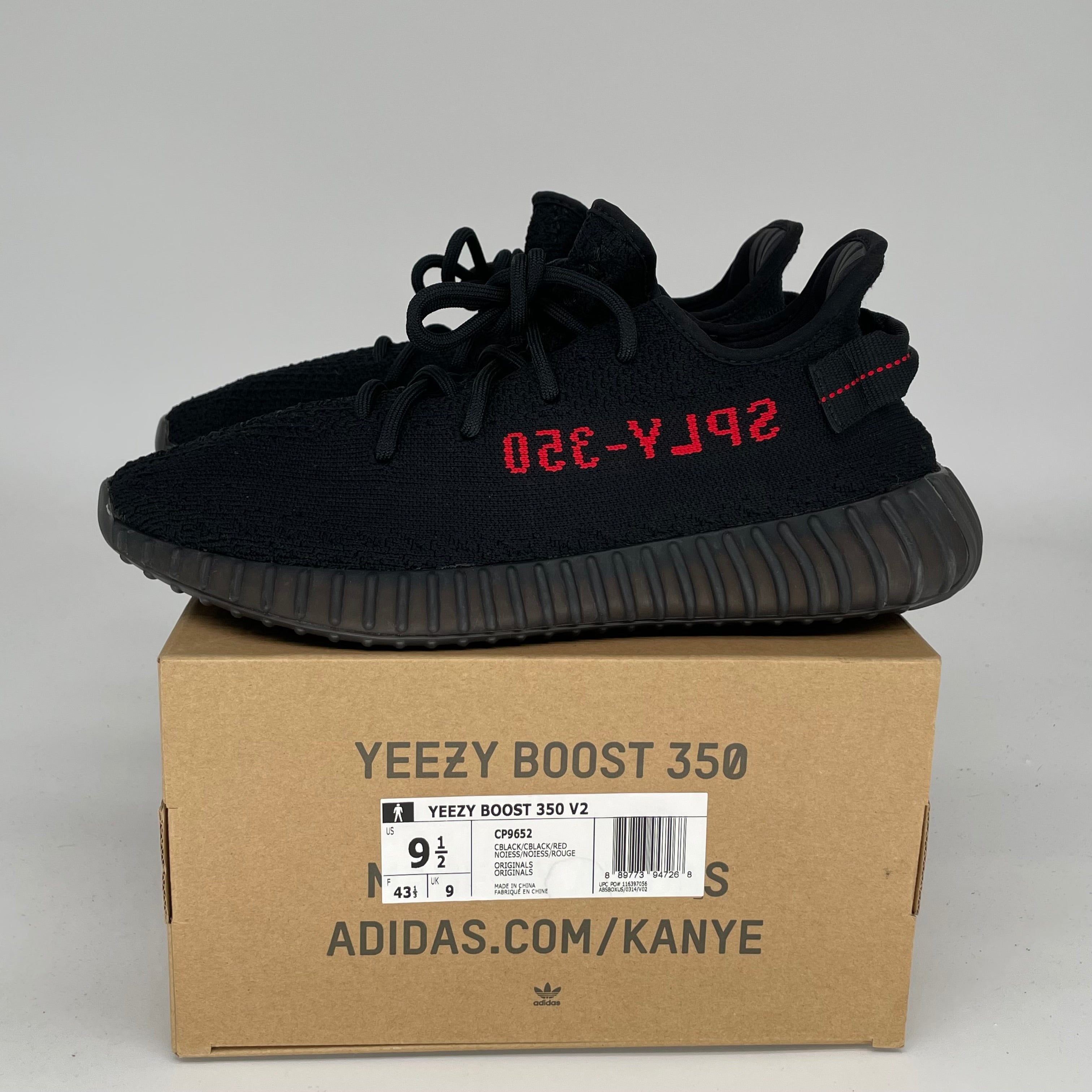 Adidas Yeezy Boost 350 V2 Bred Black/Red - Men's Size 9.5 CP9652 | Stylish Sneakers for Running, Gym & Streetwear Fashion