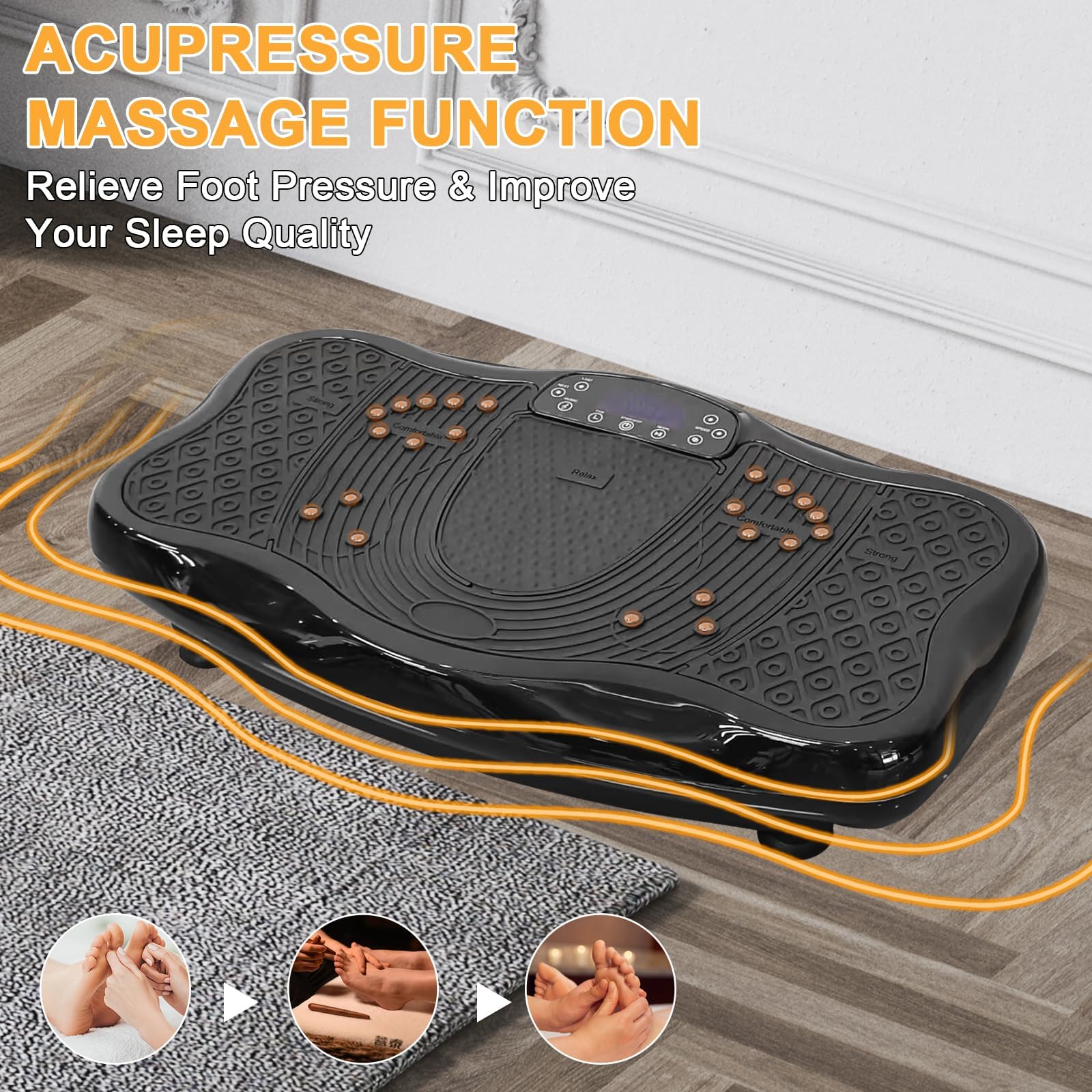 XXL 660LBS Vibration Plate Exercise Machine for Weight Loss & Full Body Workout - Heavy Duty Vibration Fitness Platform for Home Gym Training - Fat Burning & Body Shaping Equipment for Women & Men (Black) - Perfect for Home Fitness, Muscle Recovery & Cellulite Reduction