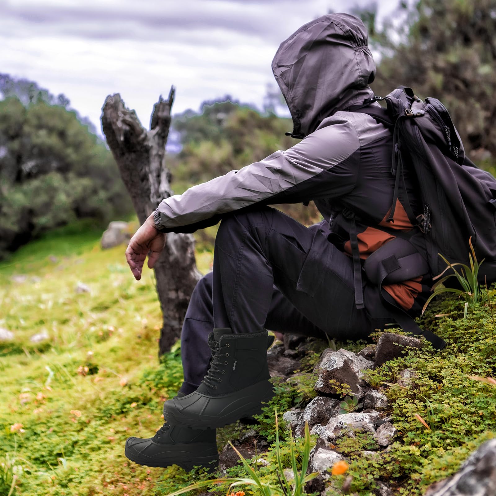 **Men's Insulated Waterproof Winter Snow Boots - Lightweight Slip-Resistant Duck Boots for Hiking, Camping & Cold Weather**