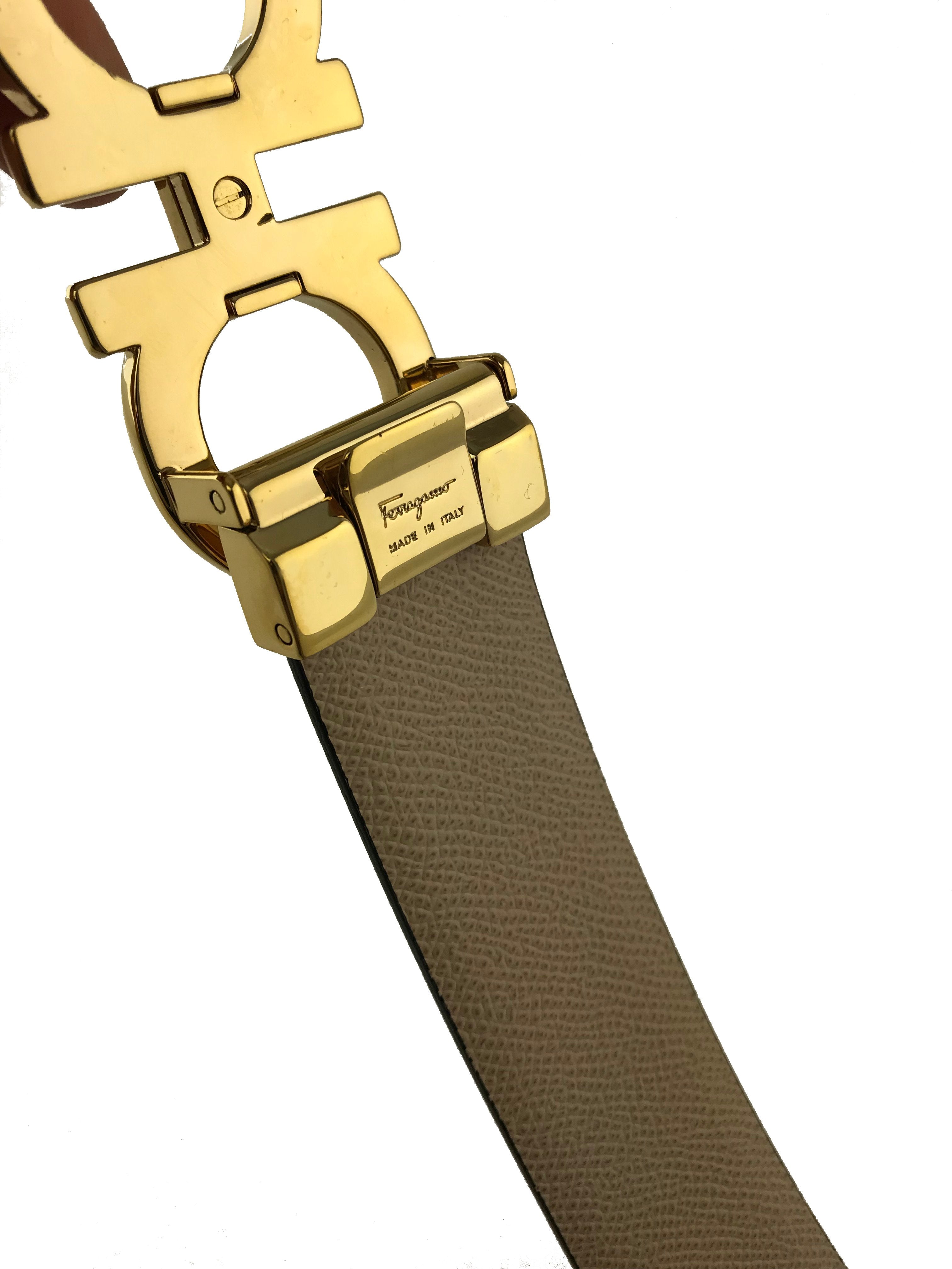 Salvatore Ferragamo Gancini Reversible Leather Belt for Men & Women - Premium Italian Designer Belt for Business & Casual Wear