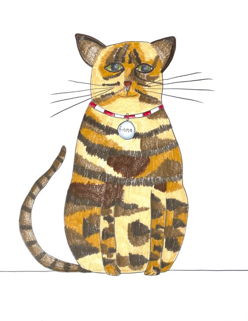 Fiona Cat 8x10 Art Print - Handmade Wall Decor for Home & Office - Perfect for Living Room, Bedroom or Gift