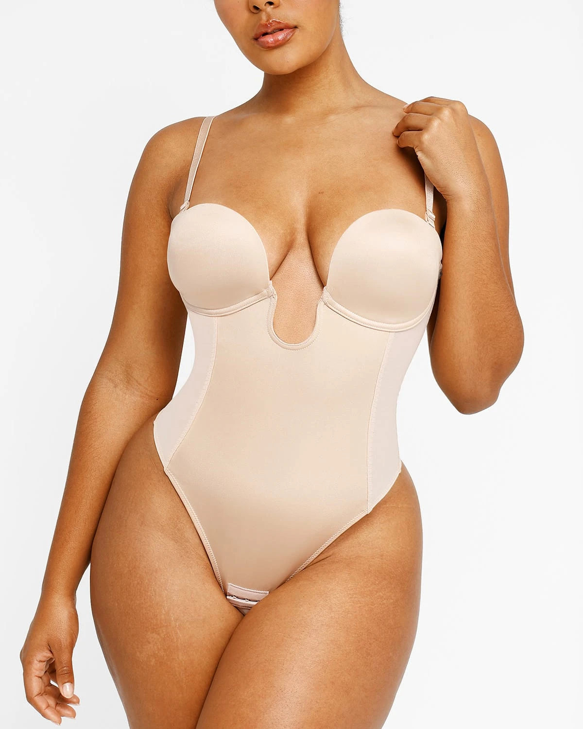 AirSlim® Deep Plunge Low Back Thong Bodysuit - Sexy Lingerie for Women, Comfortable Stretchy Fabric, Perfect for Date Night & Special Occasions