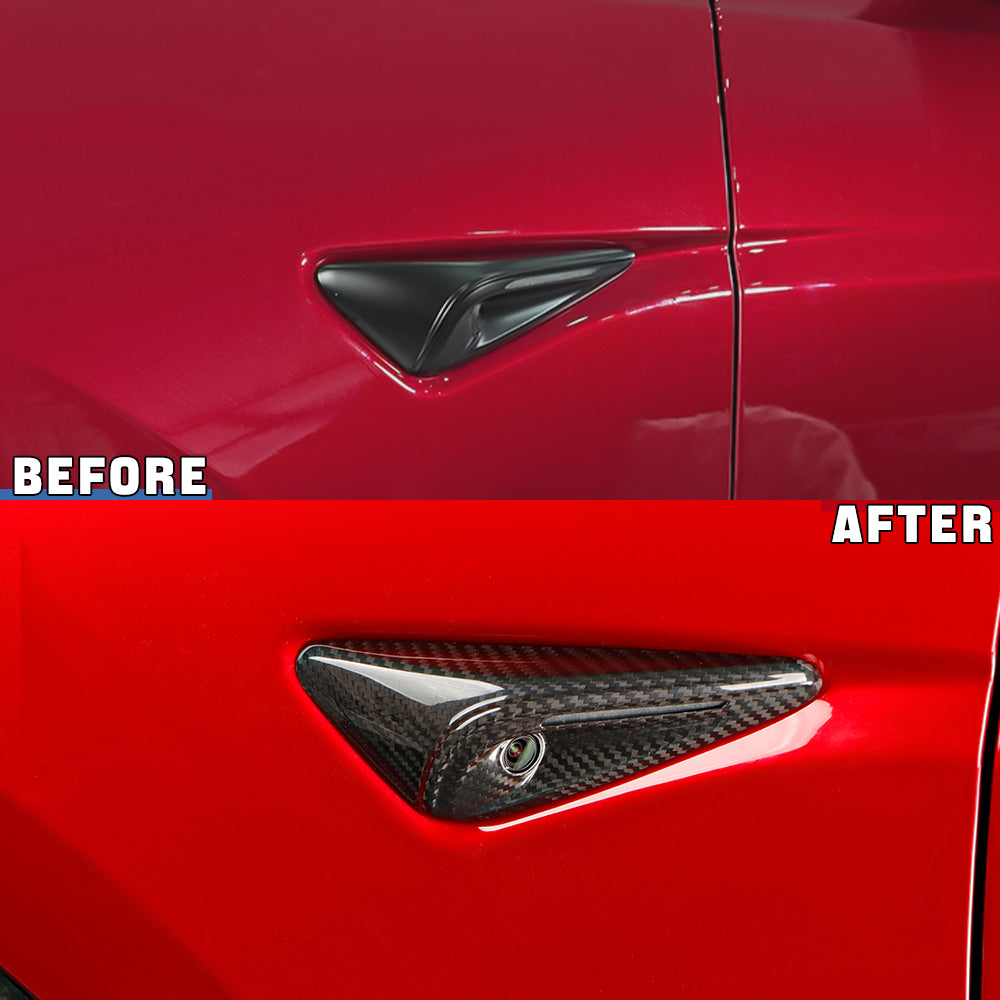 Premium Real Carbon Fiber Side Camera Covers for Tesla Model 3 & Model Y (2024+) - Enhance Style & Protection for Your EV - Perfect for Daily Driving, Car Shows & Custom Builds